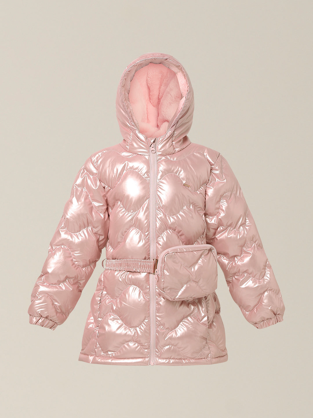 Girls Pink Quilted Puffer Jacket