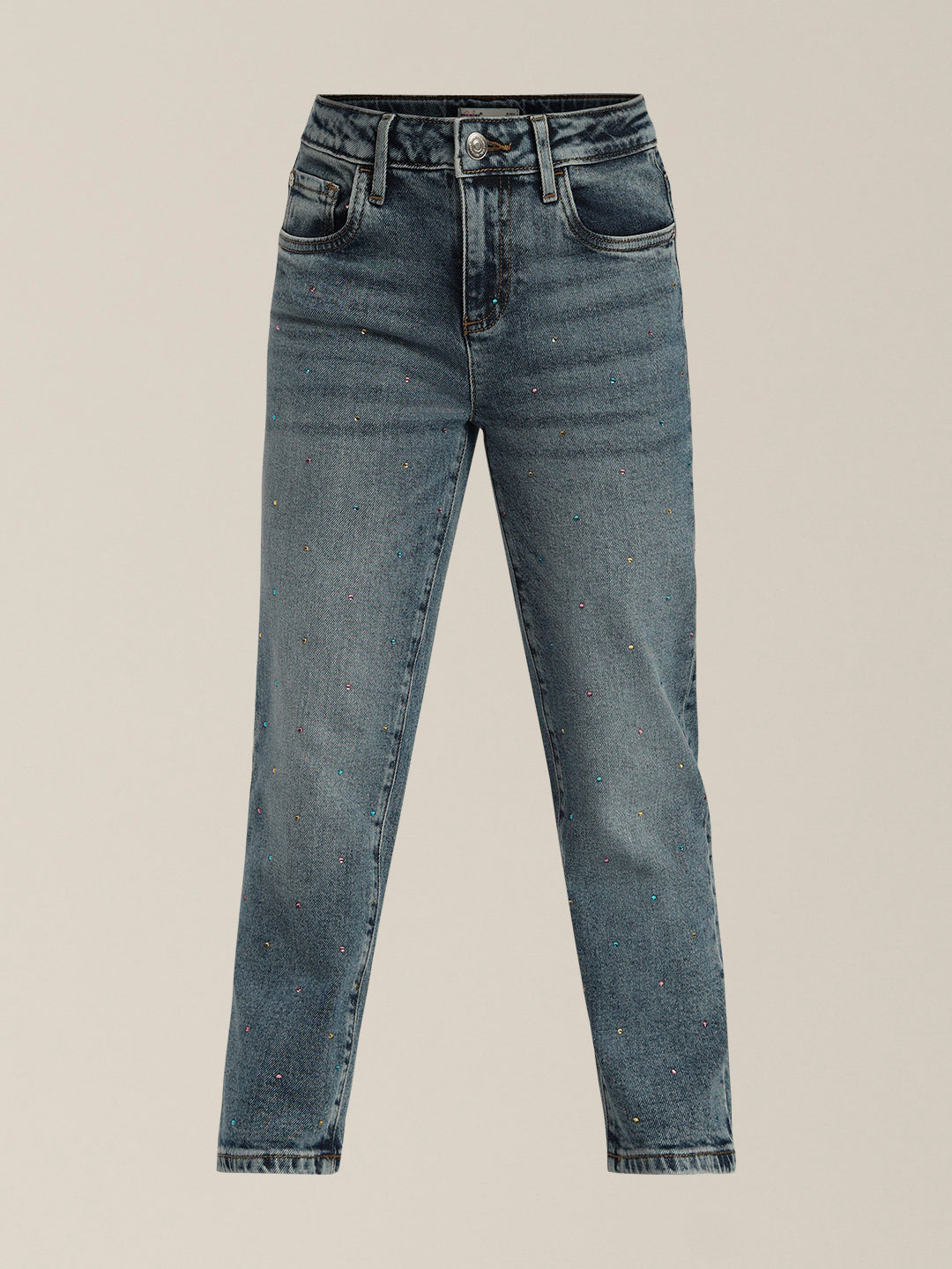 Girls Embellished Mom Fit Jeans