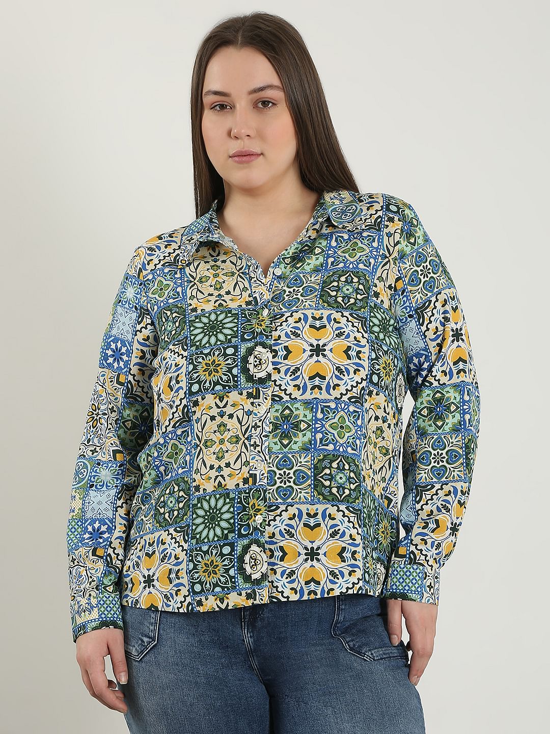 Curve Multi-Colour Printed Cotton Shirt