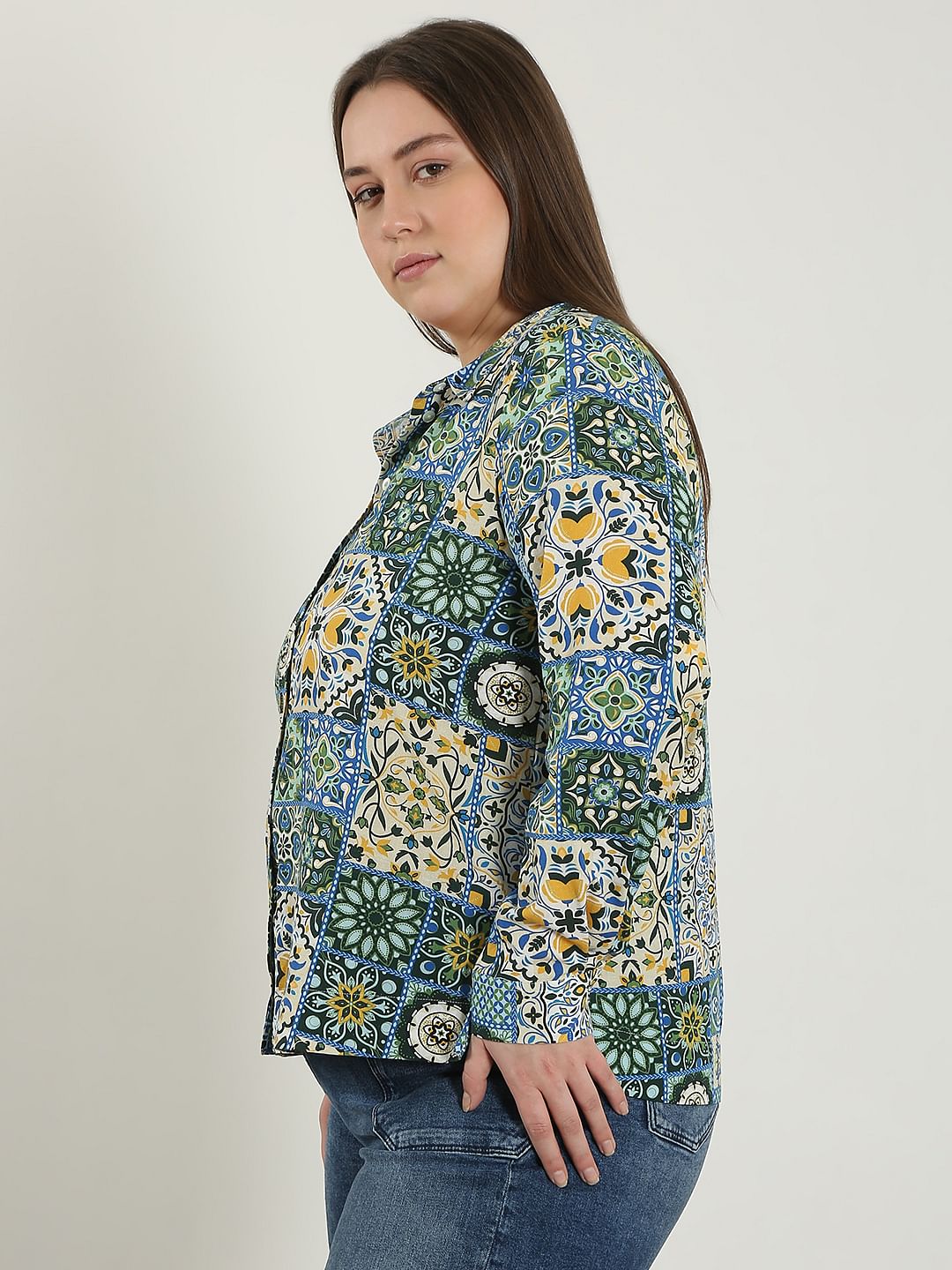 Curve Multi-Colour Printed Cotton Shirt