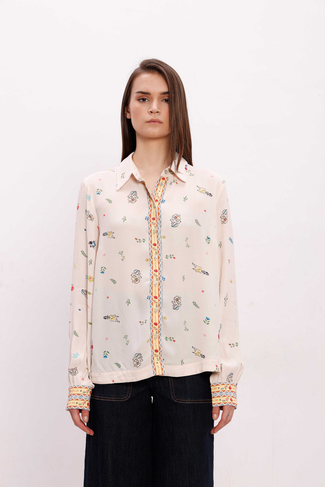Vero Moda Ecru Printed Viscose Shirt
