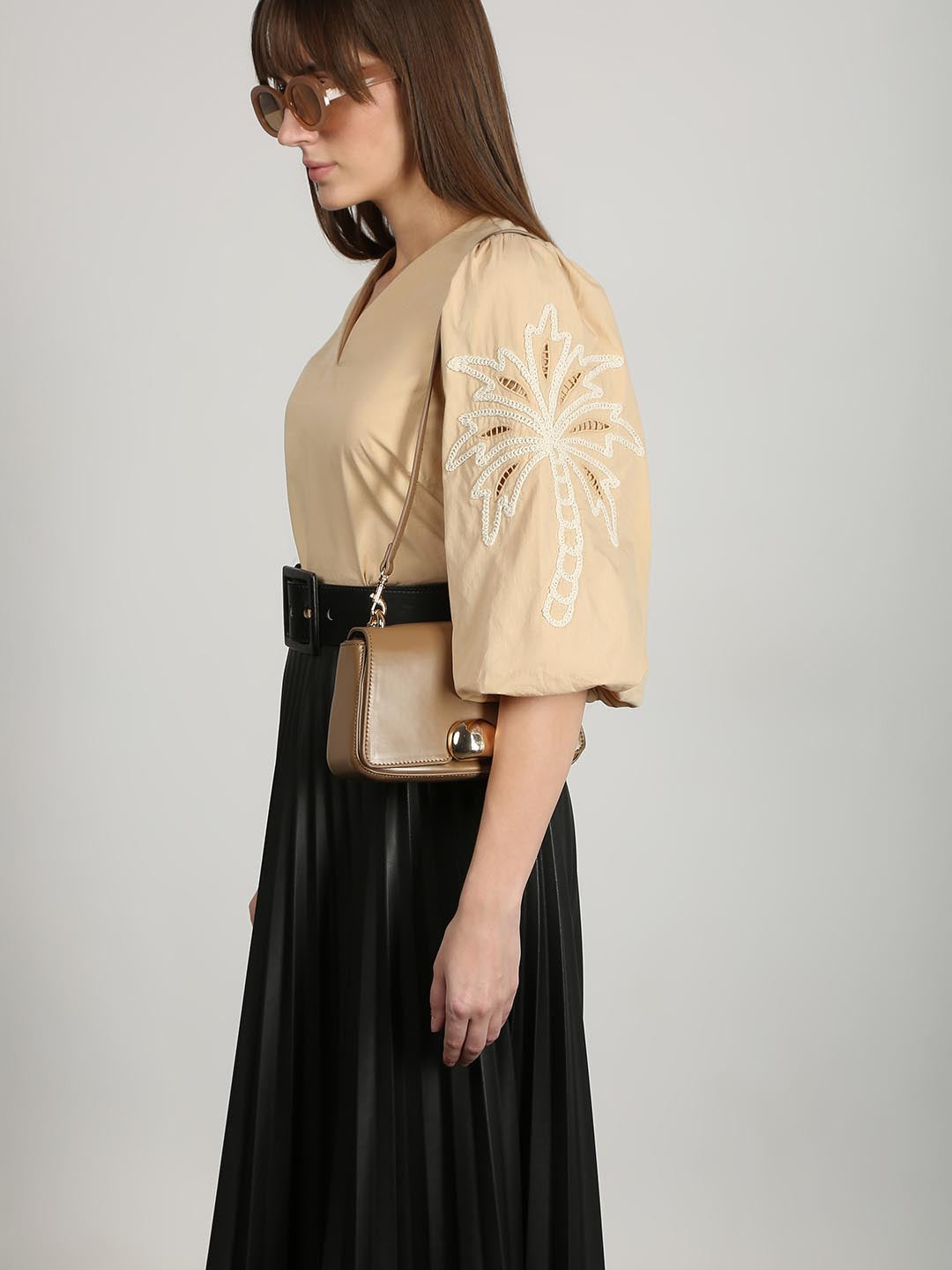 Vero Moda Beige Embroidered Print Top