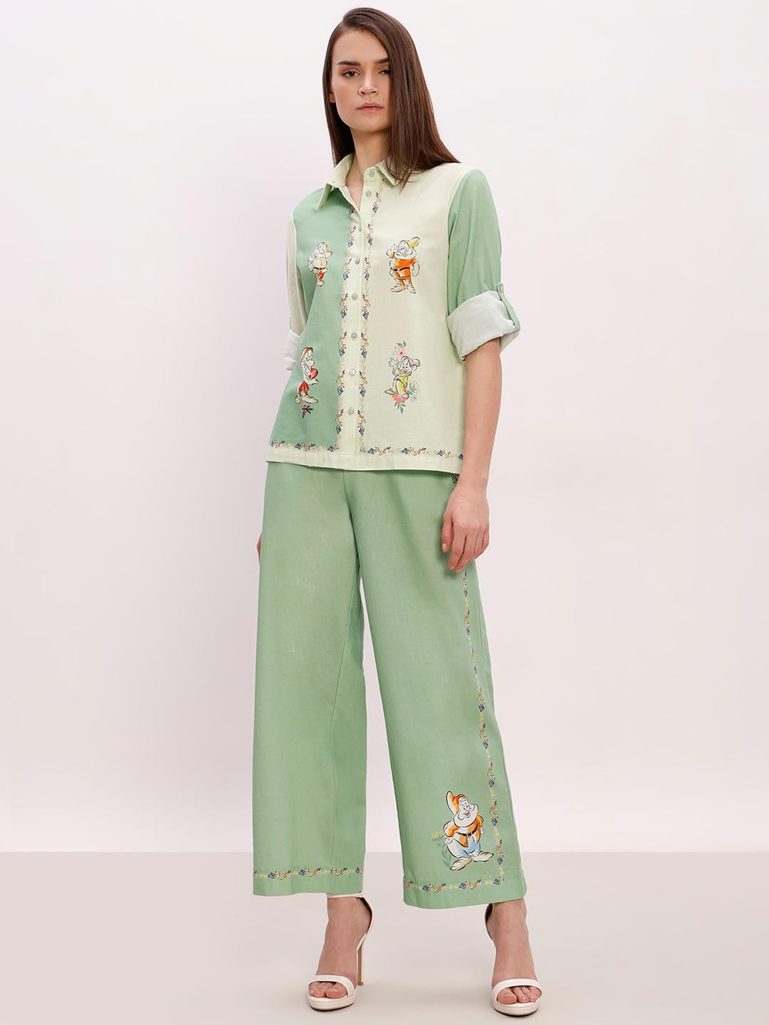 Vero Moda Green Printed Co-Ord Set Shirt