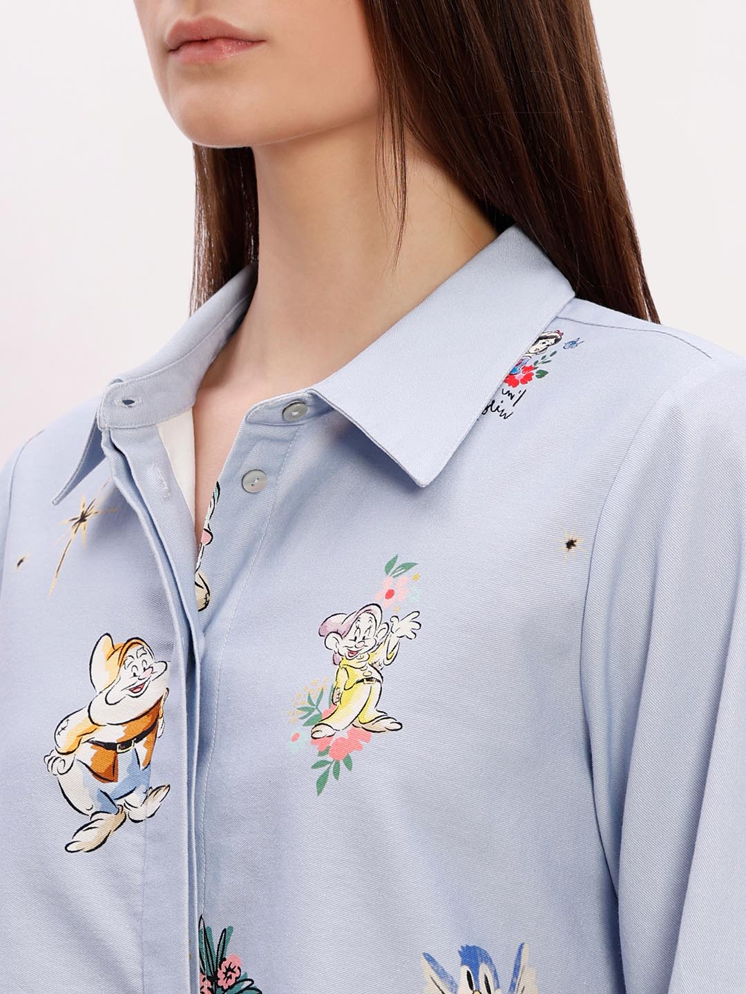 Vero Moda Blue Printed Cotton Co-Ord Set Shirt