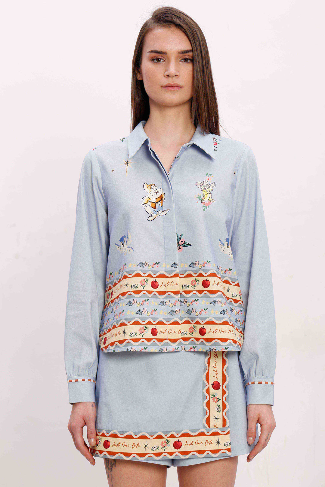 Vero Moda Blue Printed Cotton Co-Ord Set Shirt
