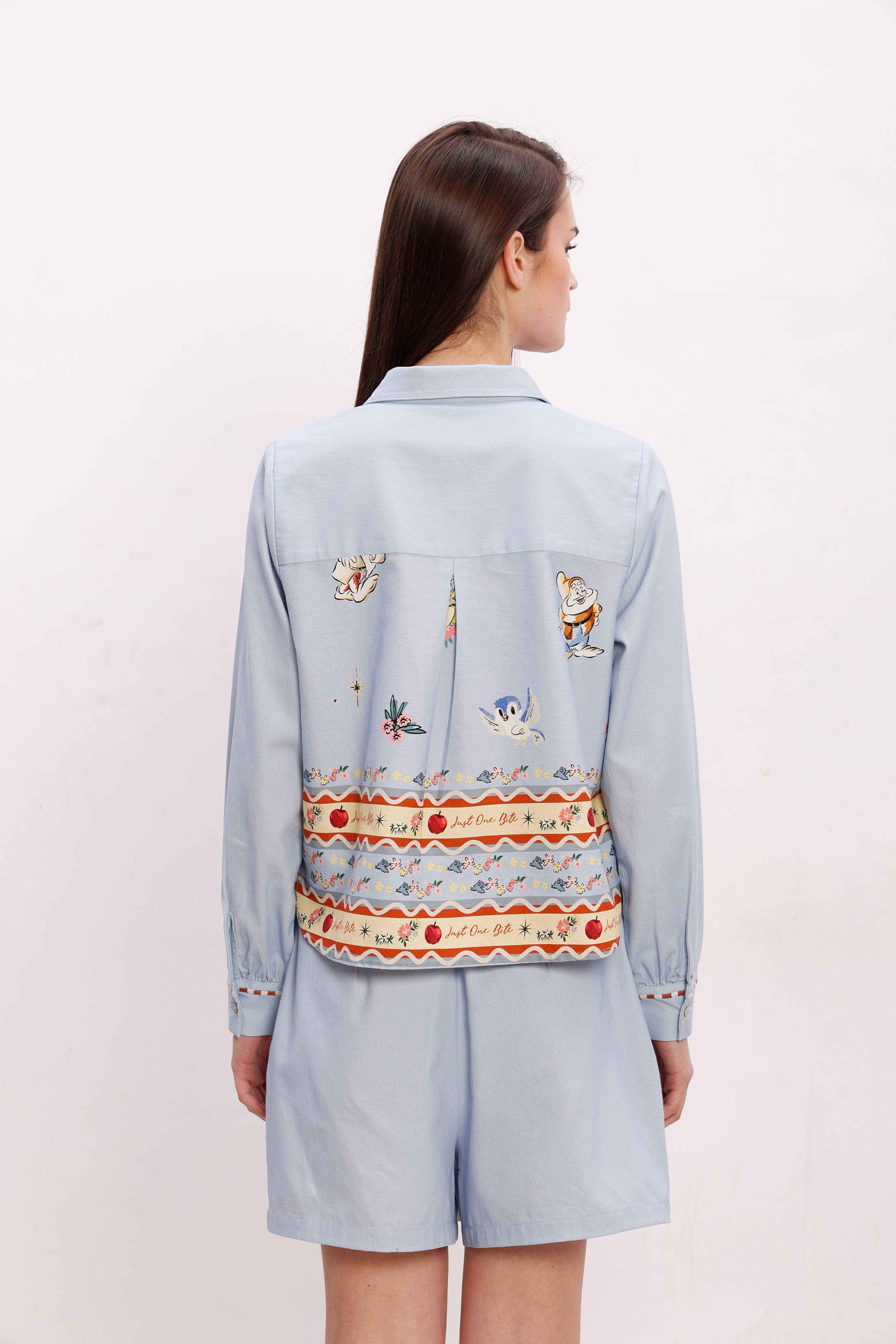 Vero Moda Blue Printed Cotton Co-Ord Set Shirt