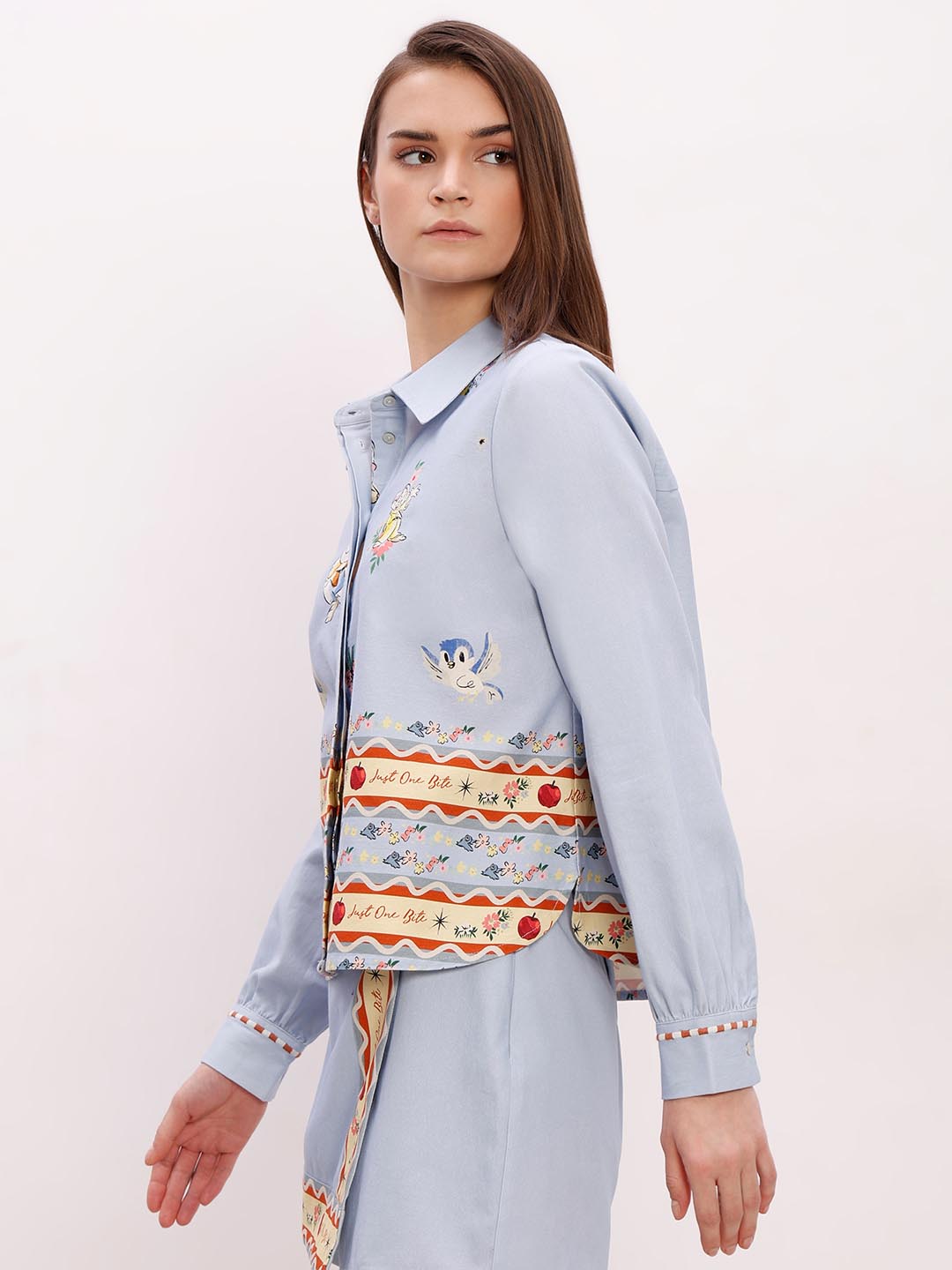 Vero Moda Blue Printed Cotton Co-Ord Set Shirt