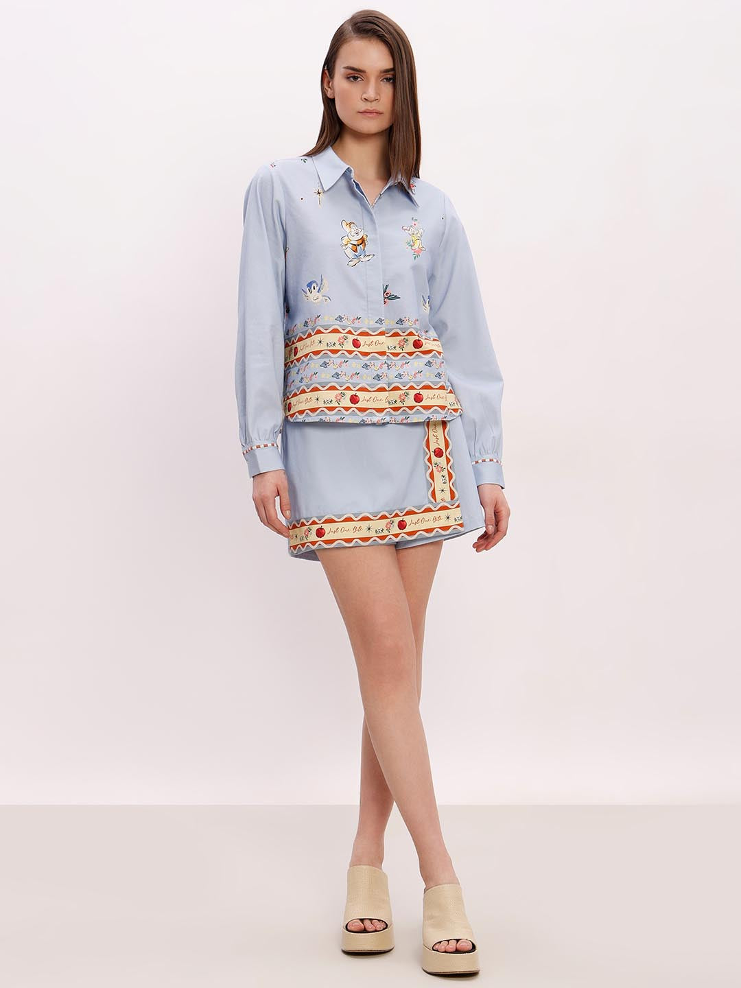 Vero Moda Blue Printed Cotton Co-Ord Set Shirt