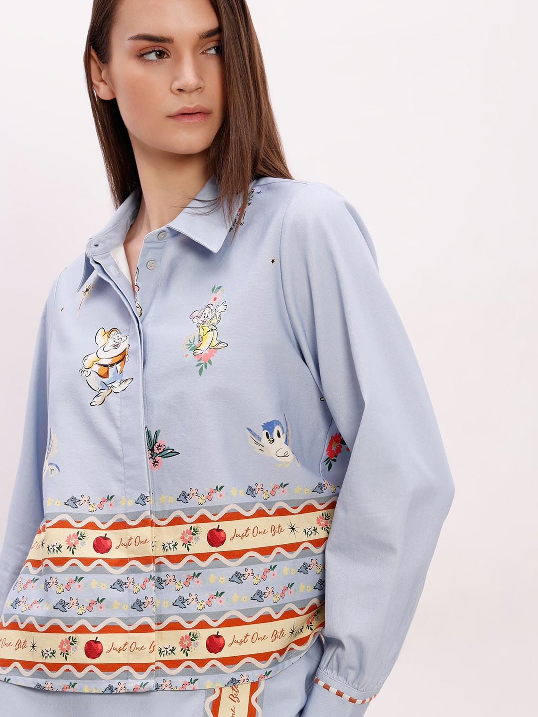 Vero Moda Blue Printed Cotton Co-Ord Set Shirt