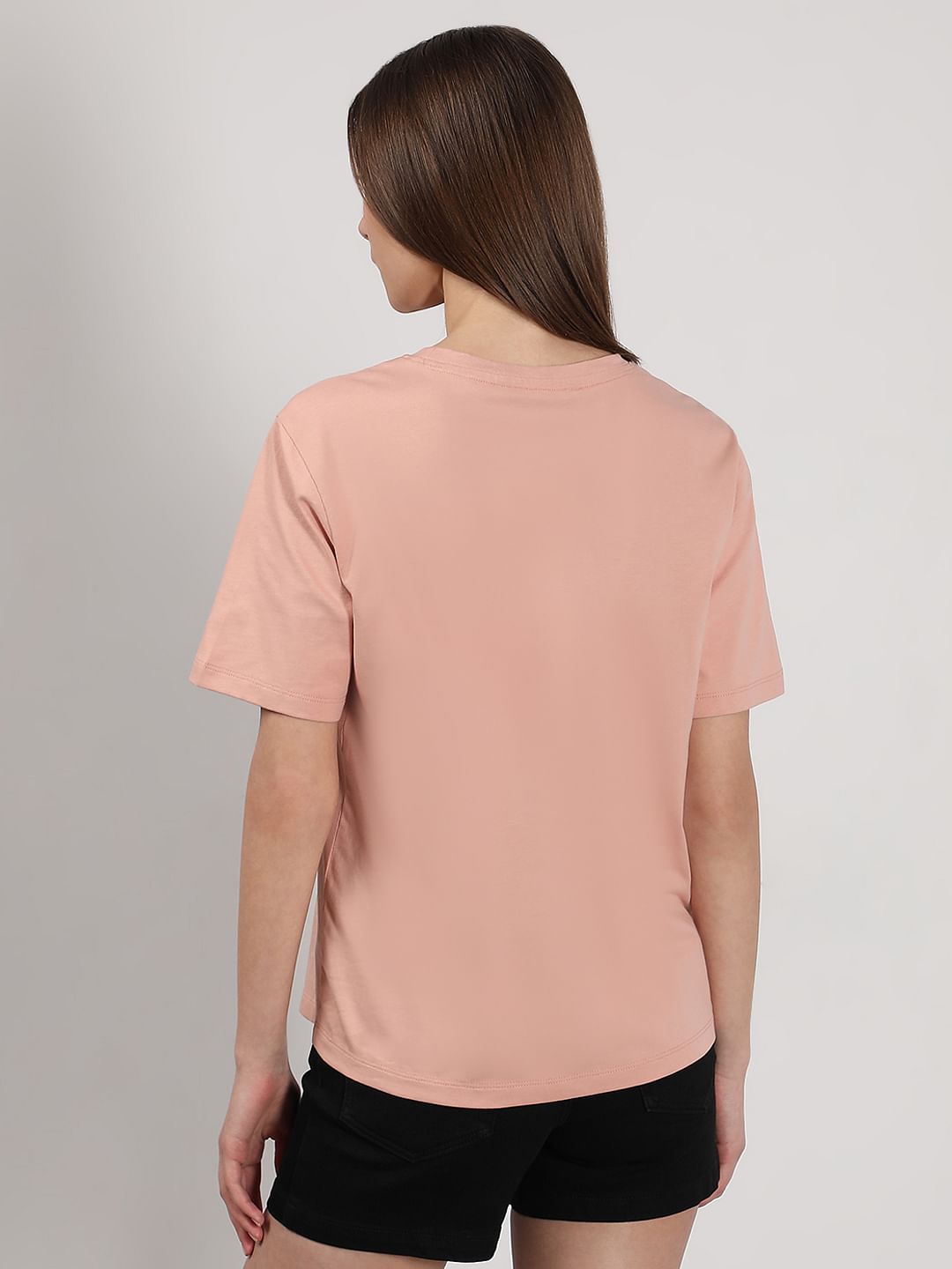 Pink Printed Cotton T-Shirt