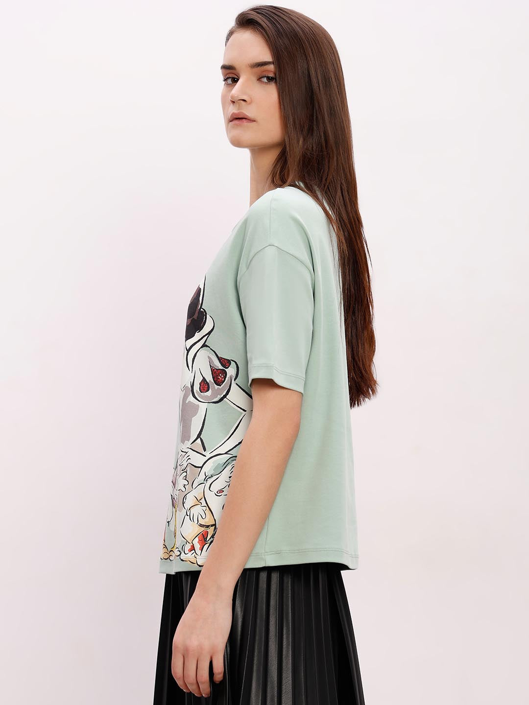 Vero Moda Green Printed Cotton T-Shirt