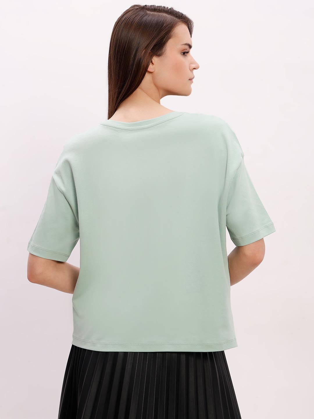 Vero Moda Green Printed Cotton T-Shirt