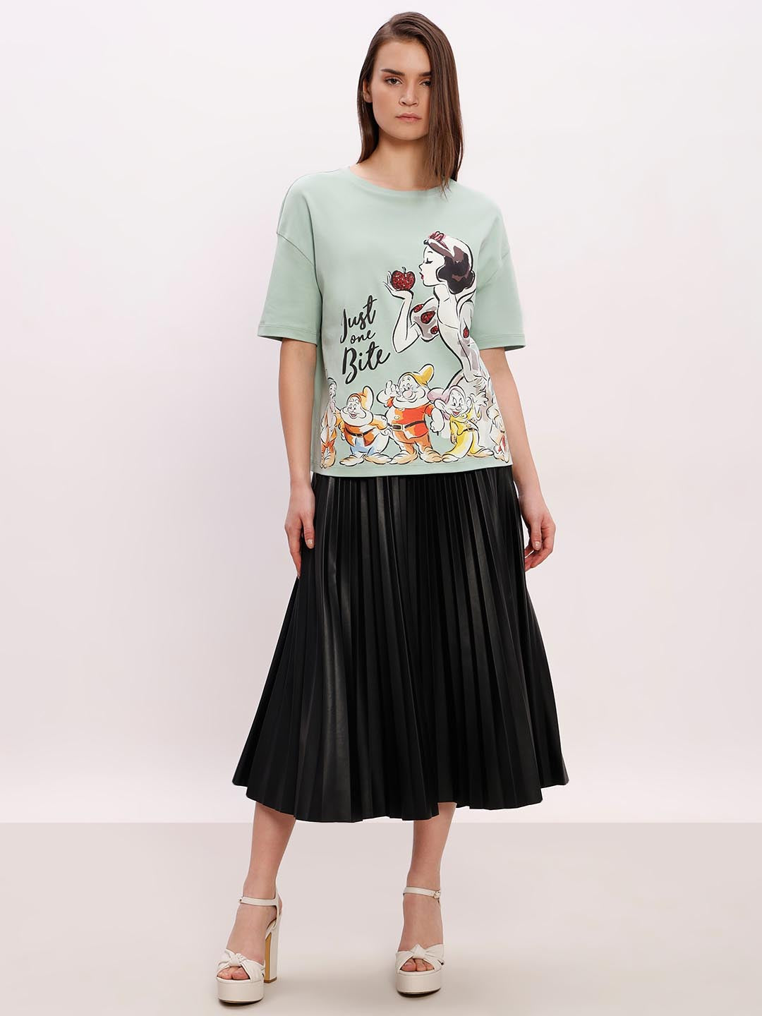 Vero Moda Green Printed Cotton T-Shirt