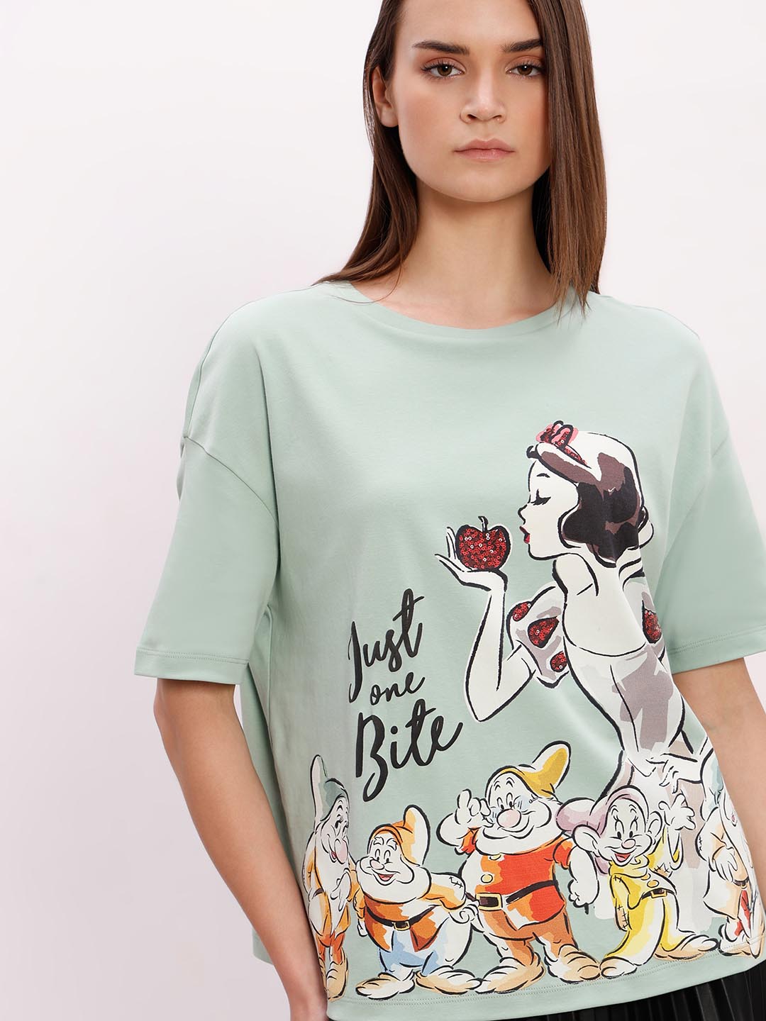 Vero Moda Green Printed Cotton T-Shirt