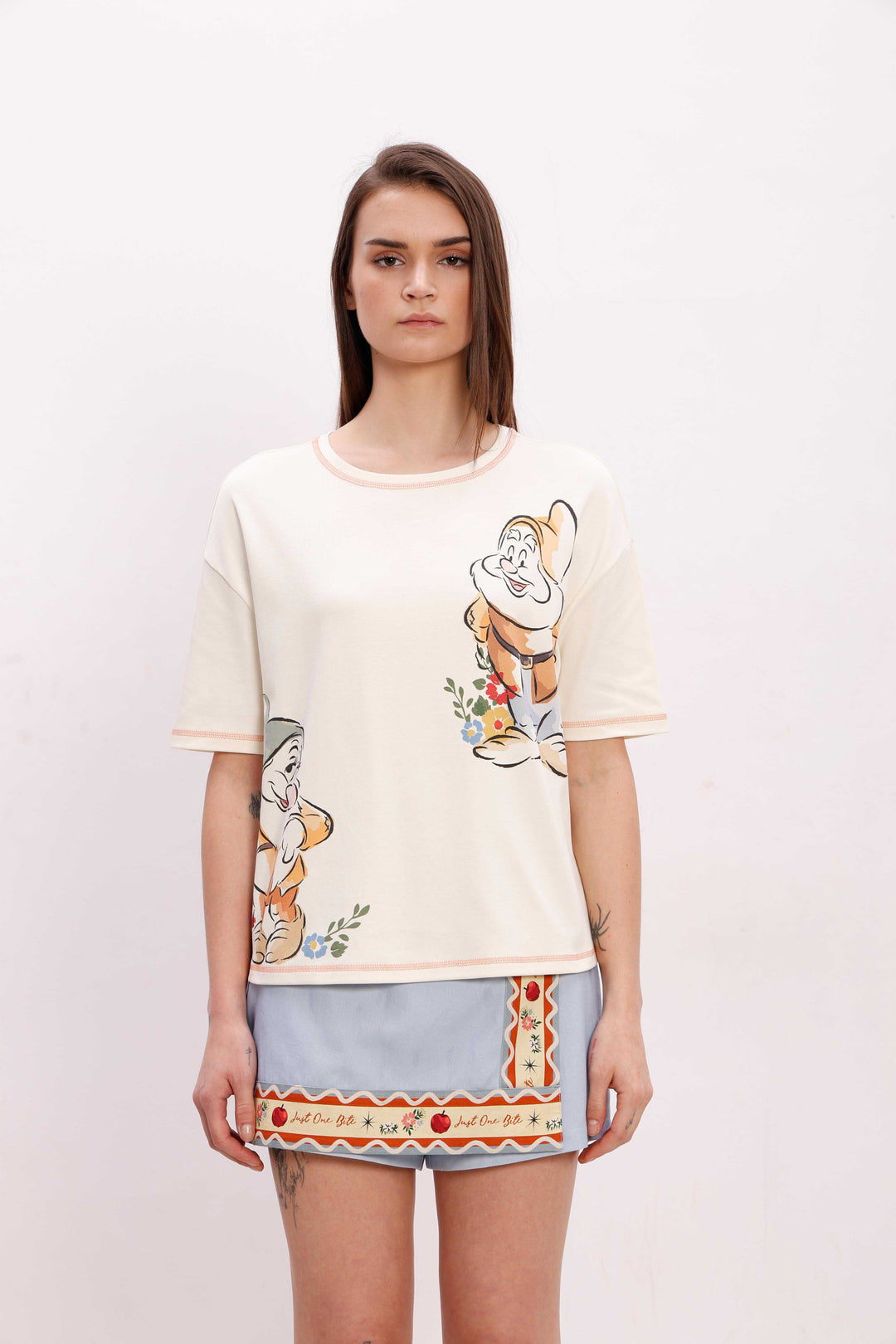 Vero Moda off-White Printed Cotton T-Shirt