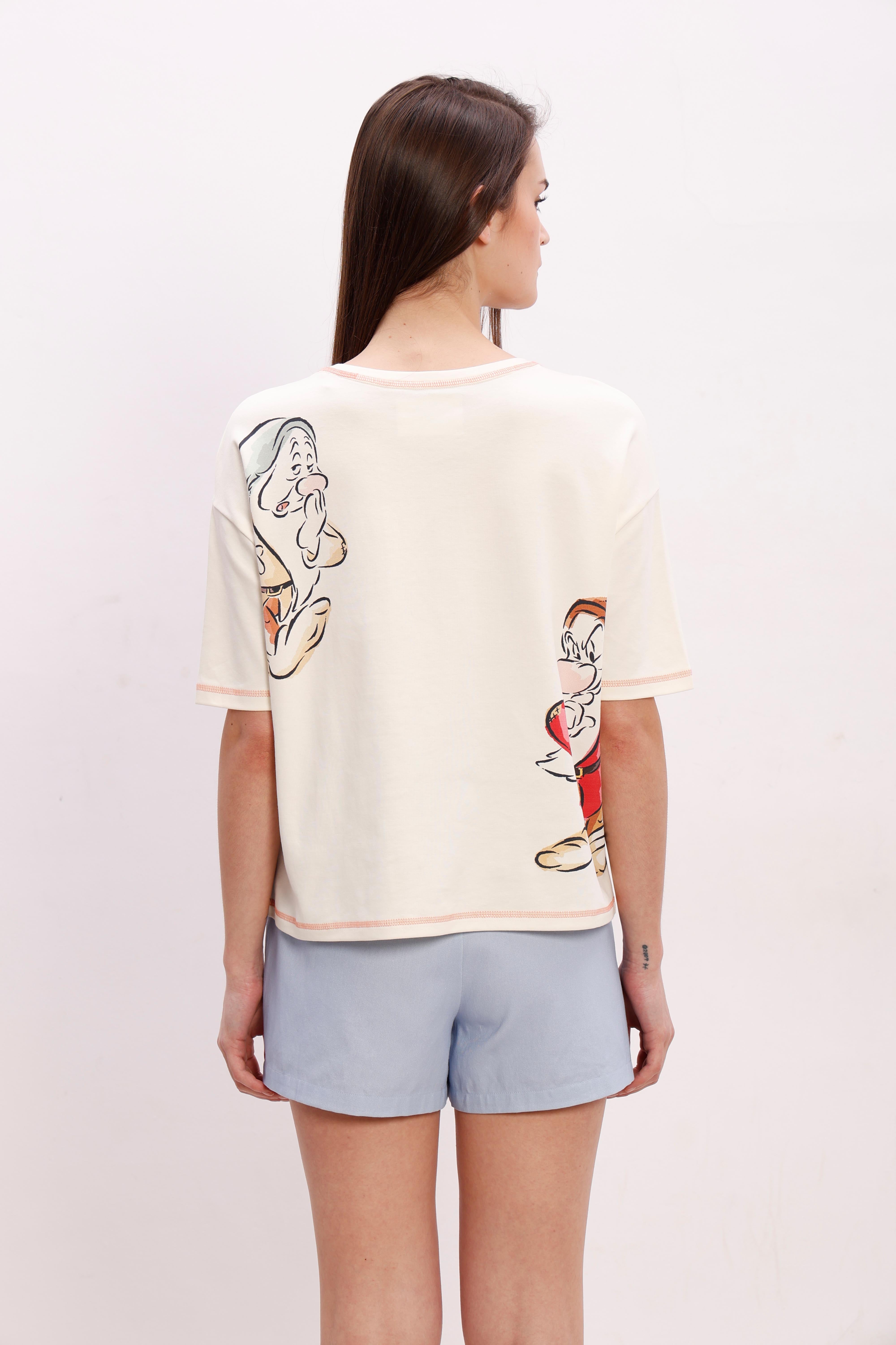 Vero Moda off-White Printed Cotton T-Shirt