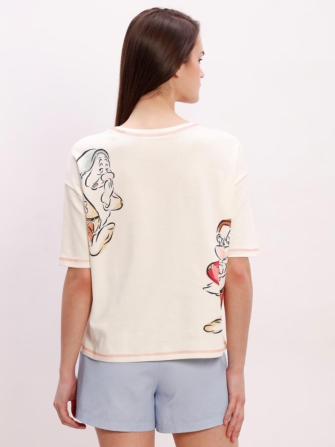 Vero Moda off-White Printed Cotton T-Shirt