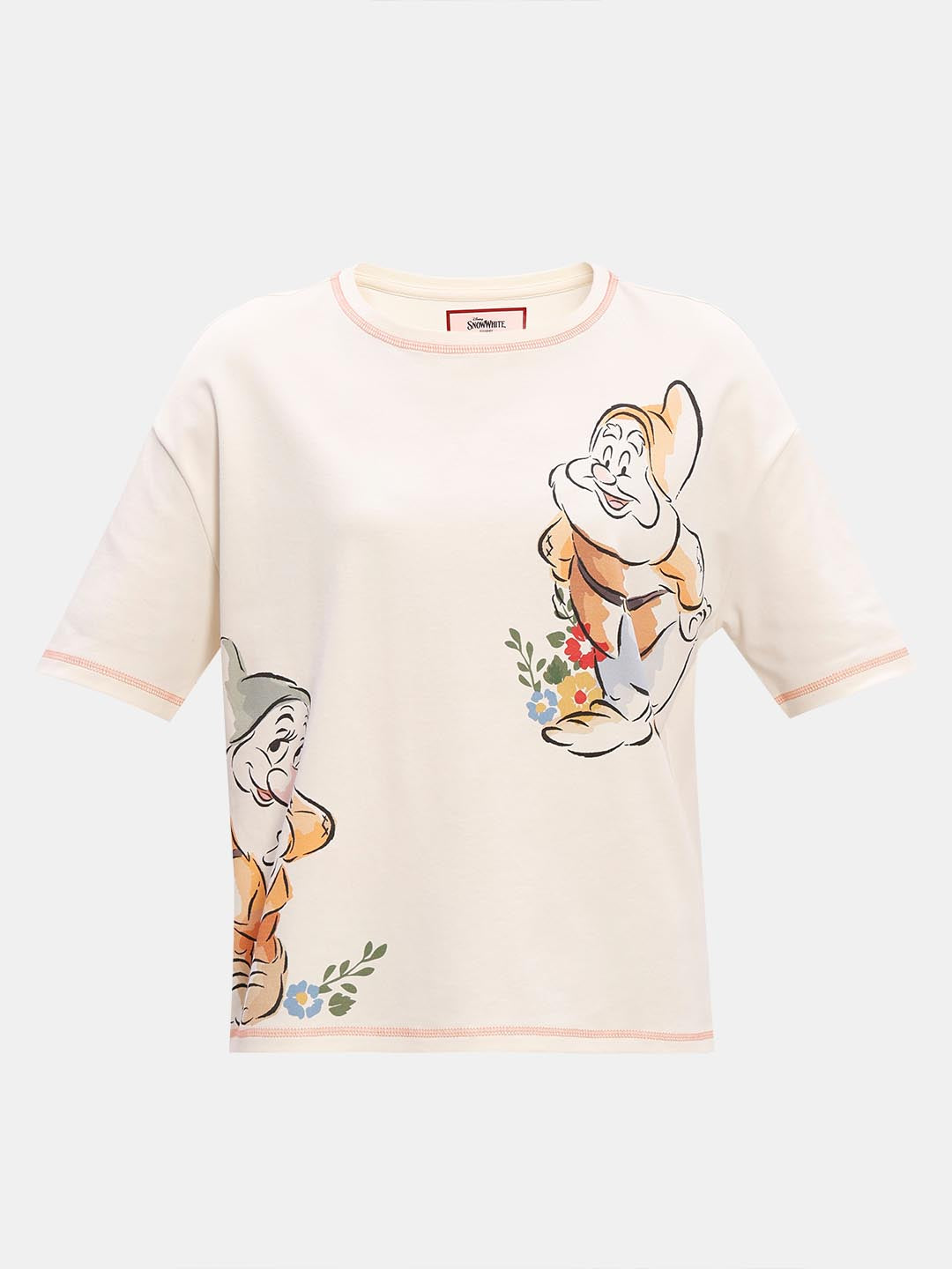 Vero Moda off-White Printed Cotton T-Shirt