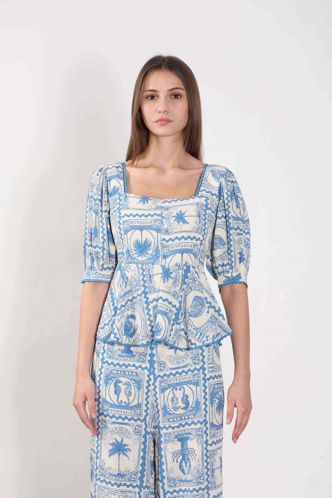 Vero Moda Ecru Printed Co-Ord Set Top