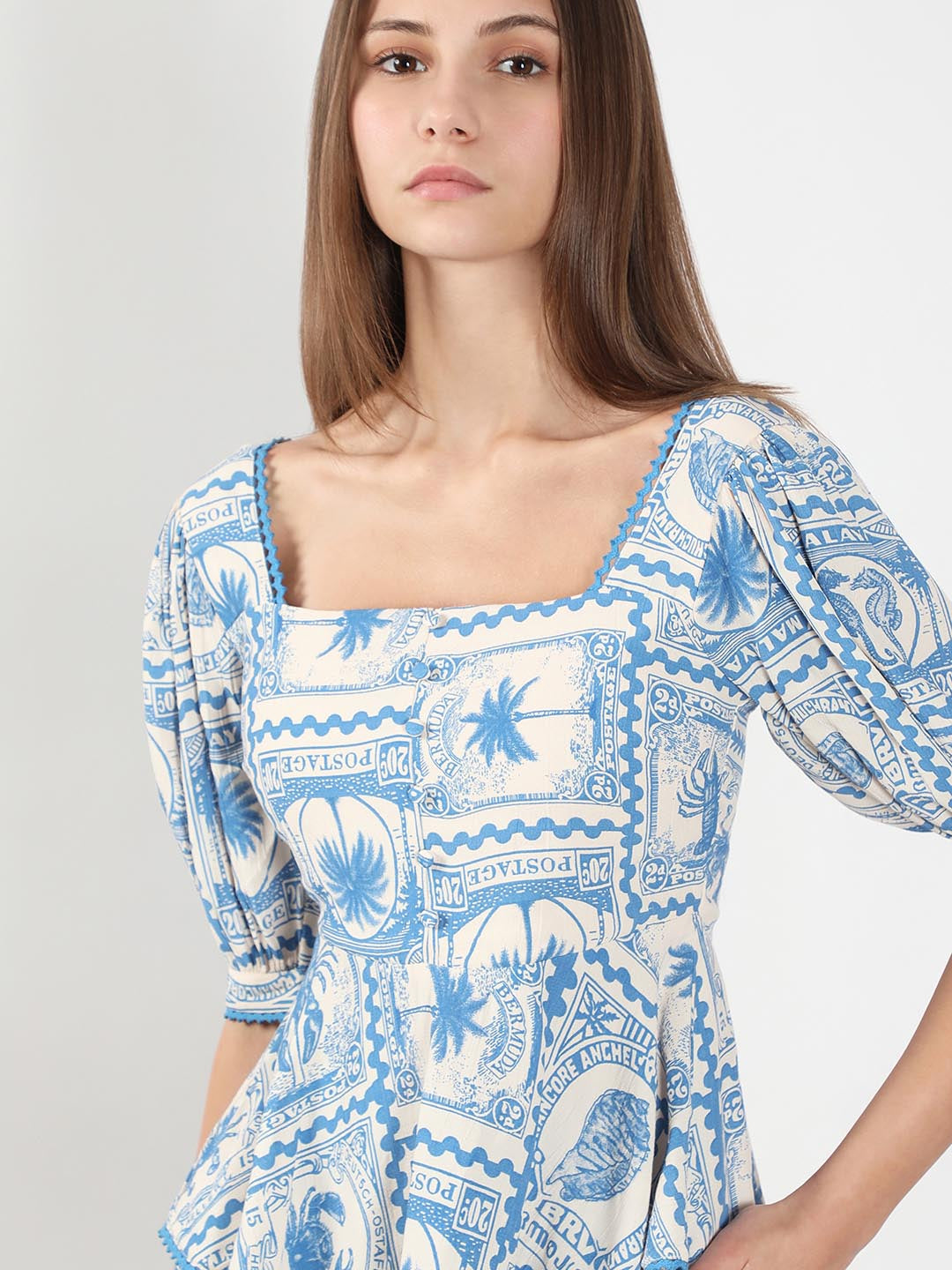 Vero Moda Ecru Printed Co-Ord Set Top