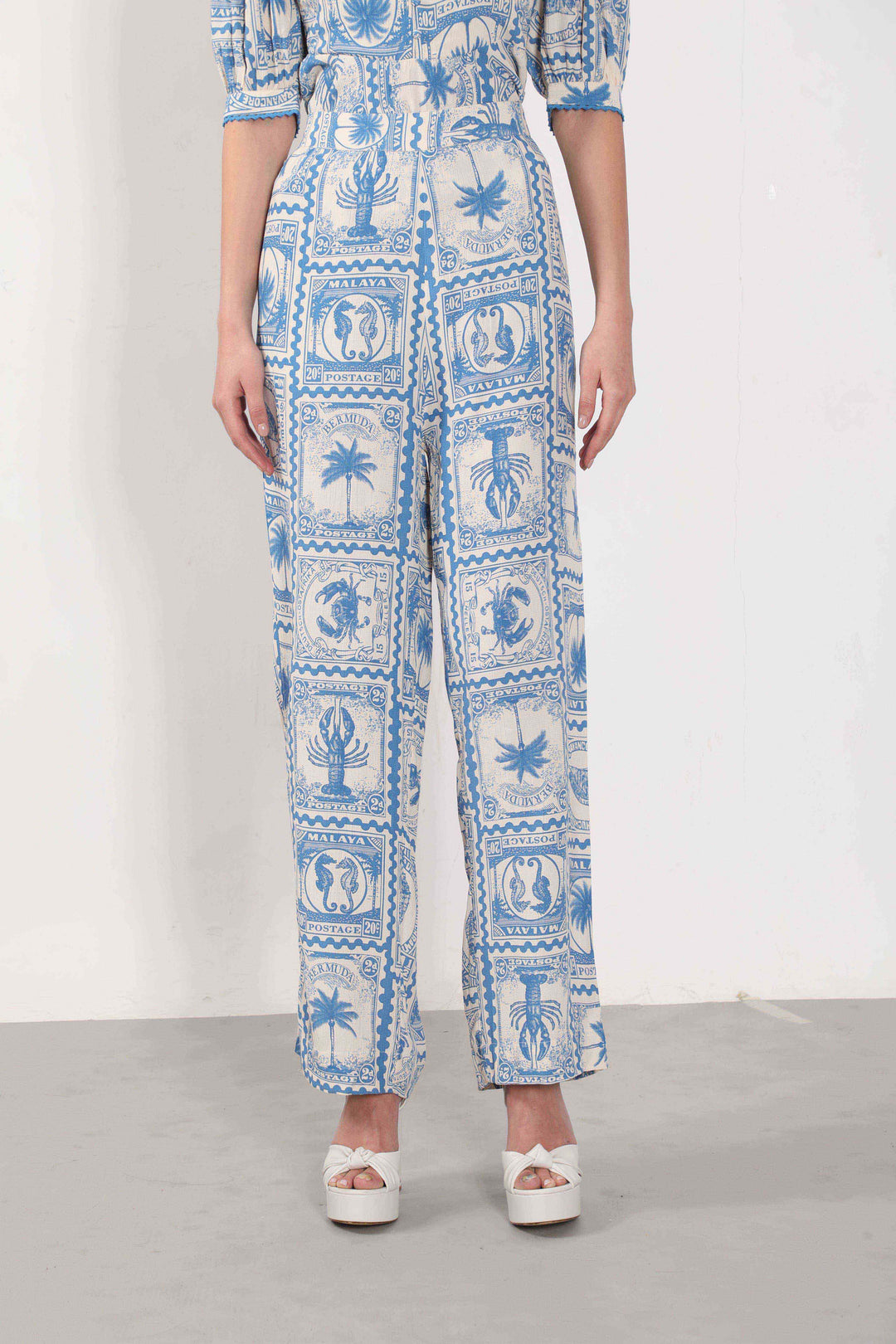 Vero Moda Ecru Printed Co-Ord Set Pants