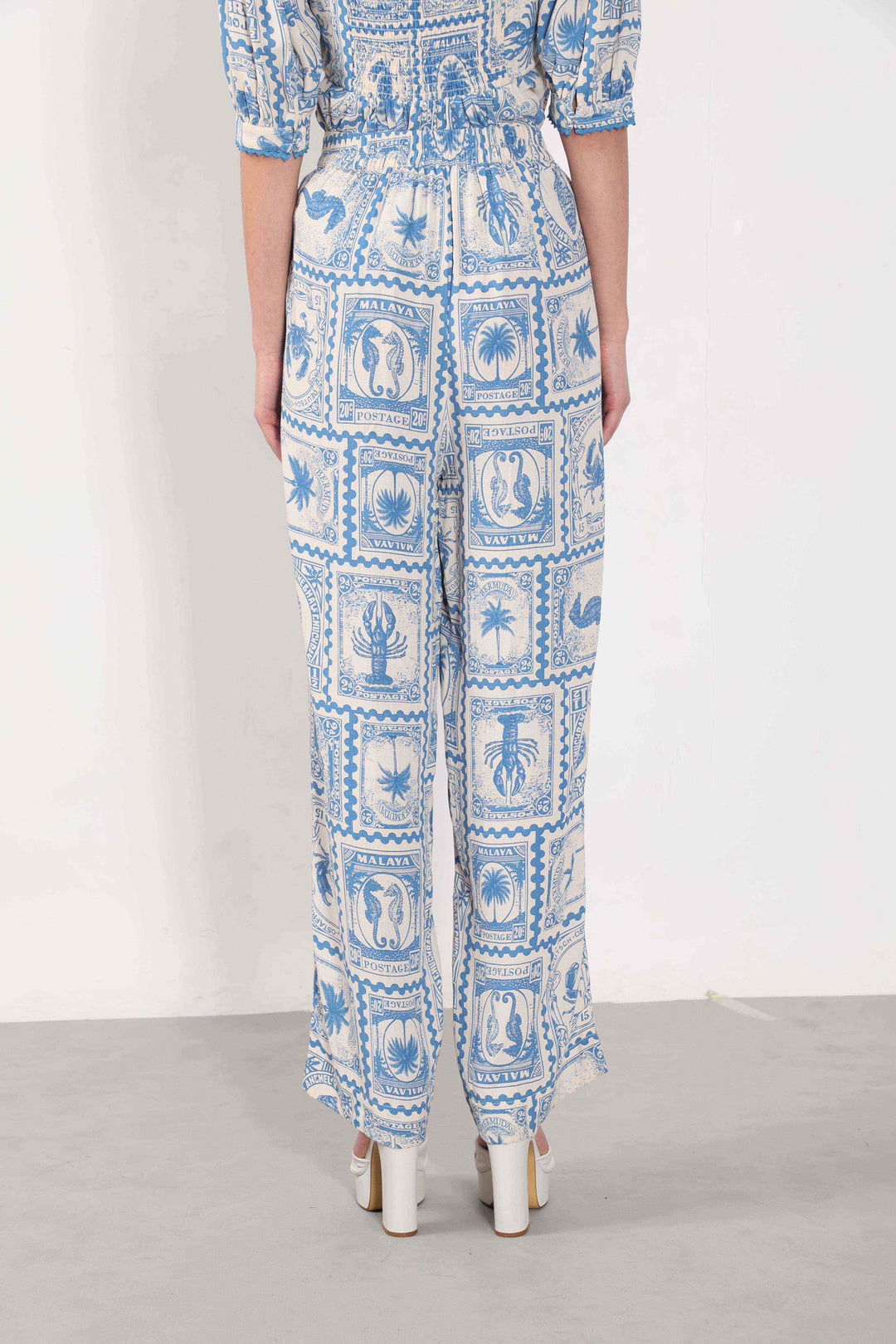 Vero Moda Ecru Printed Co-Ord Set Pants