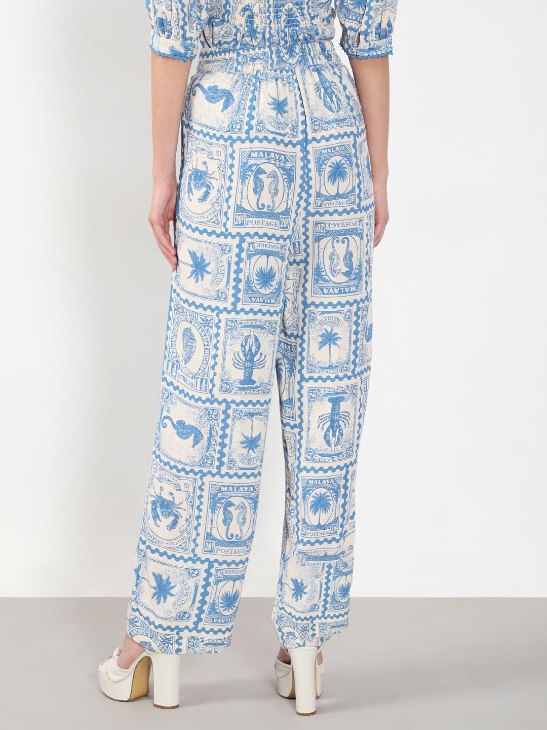 Vero Moda Ecru Printed Co-Ord Set Pants