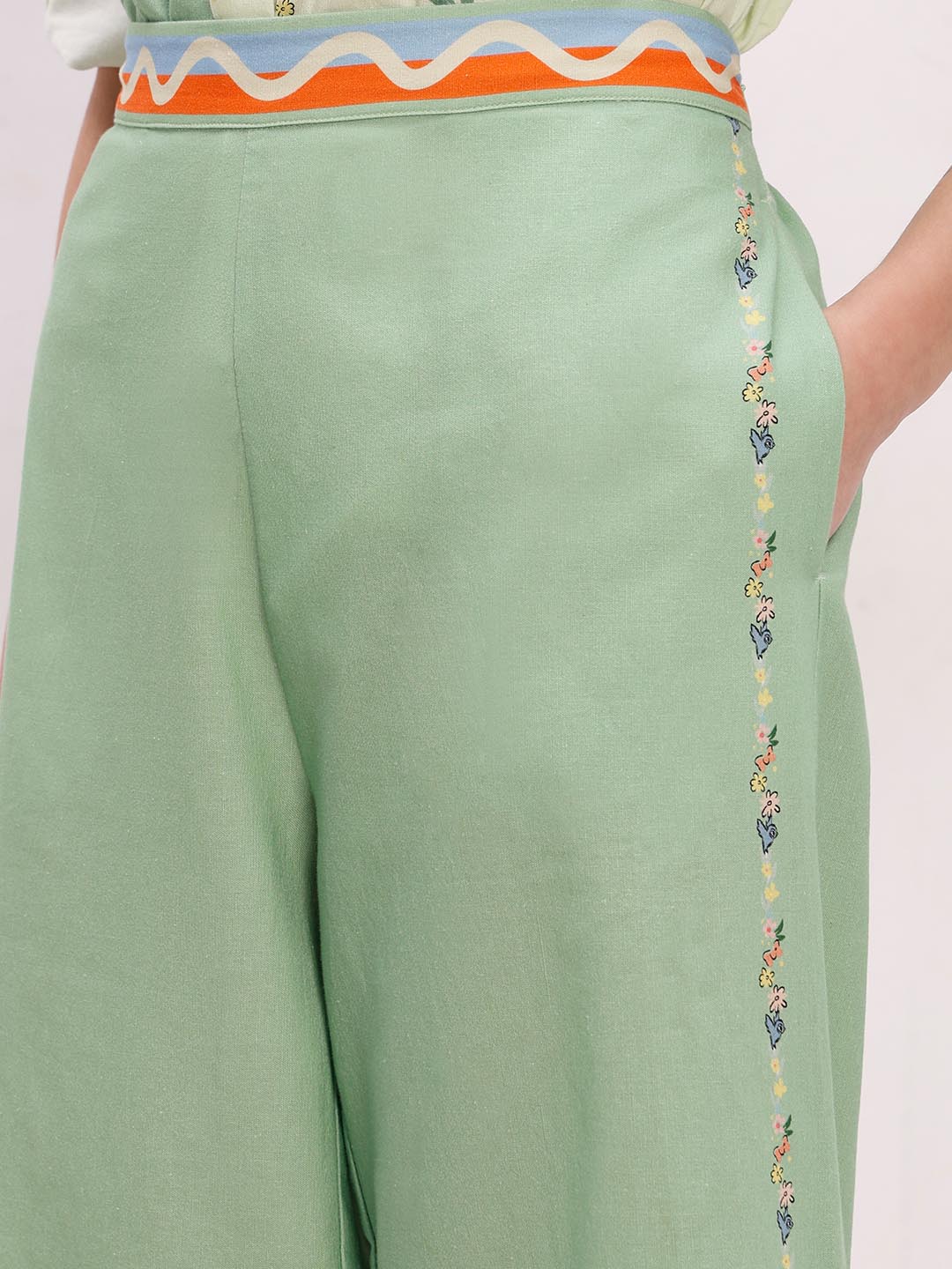 Vero Moda Green Printed Co-Ord Set Pants