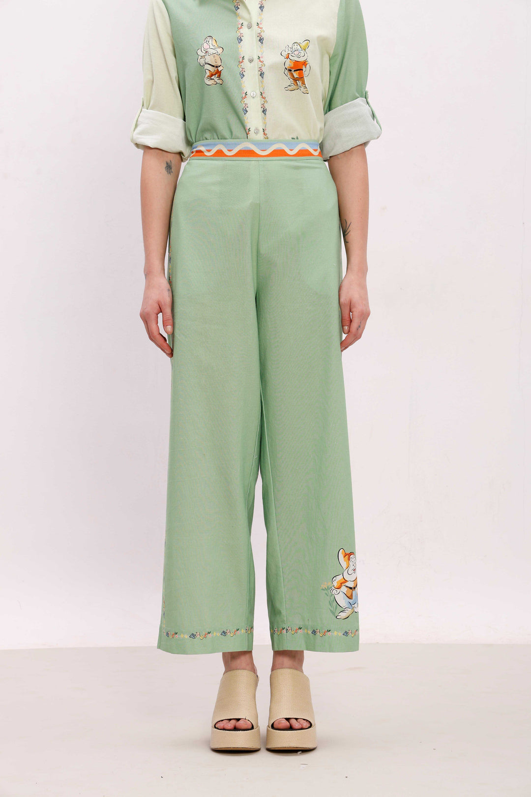 Vero Moda Green Printed Co-Ord Set Pants
