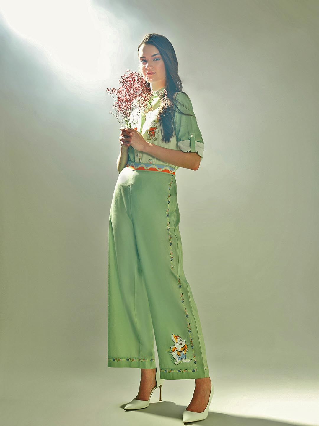 Vero Moda Green Printed Co-Ord Set Pants