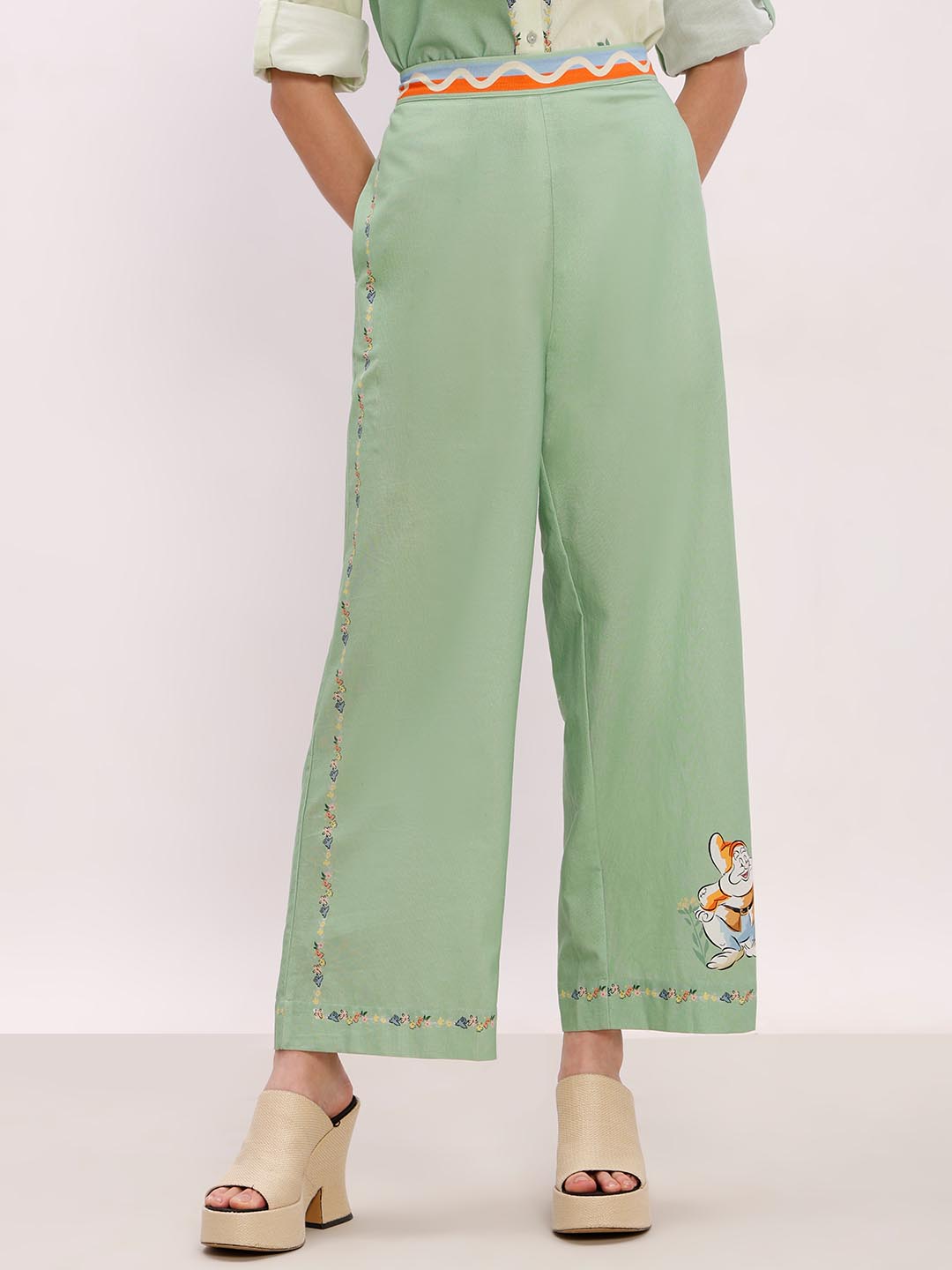 Vero Moda Green Printed Co-Ord Set Pants