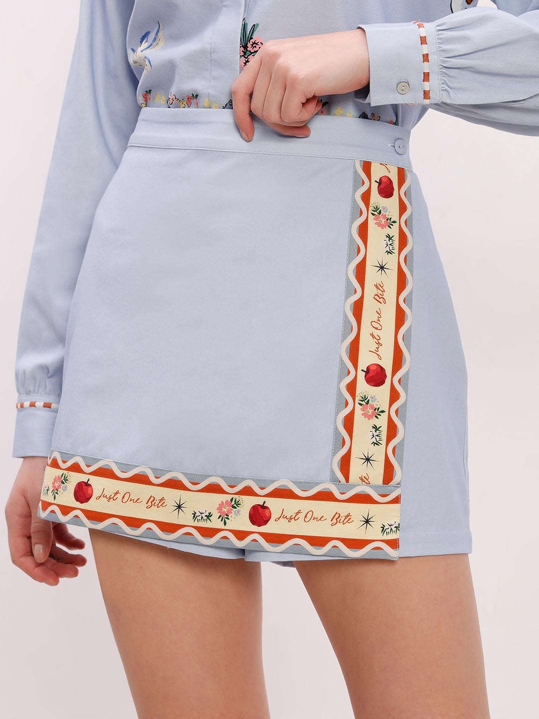 Vero Moda Blue Printed Cotton Co-Ord Set Wrap Skorts