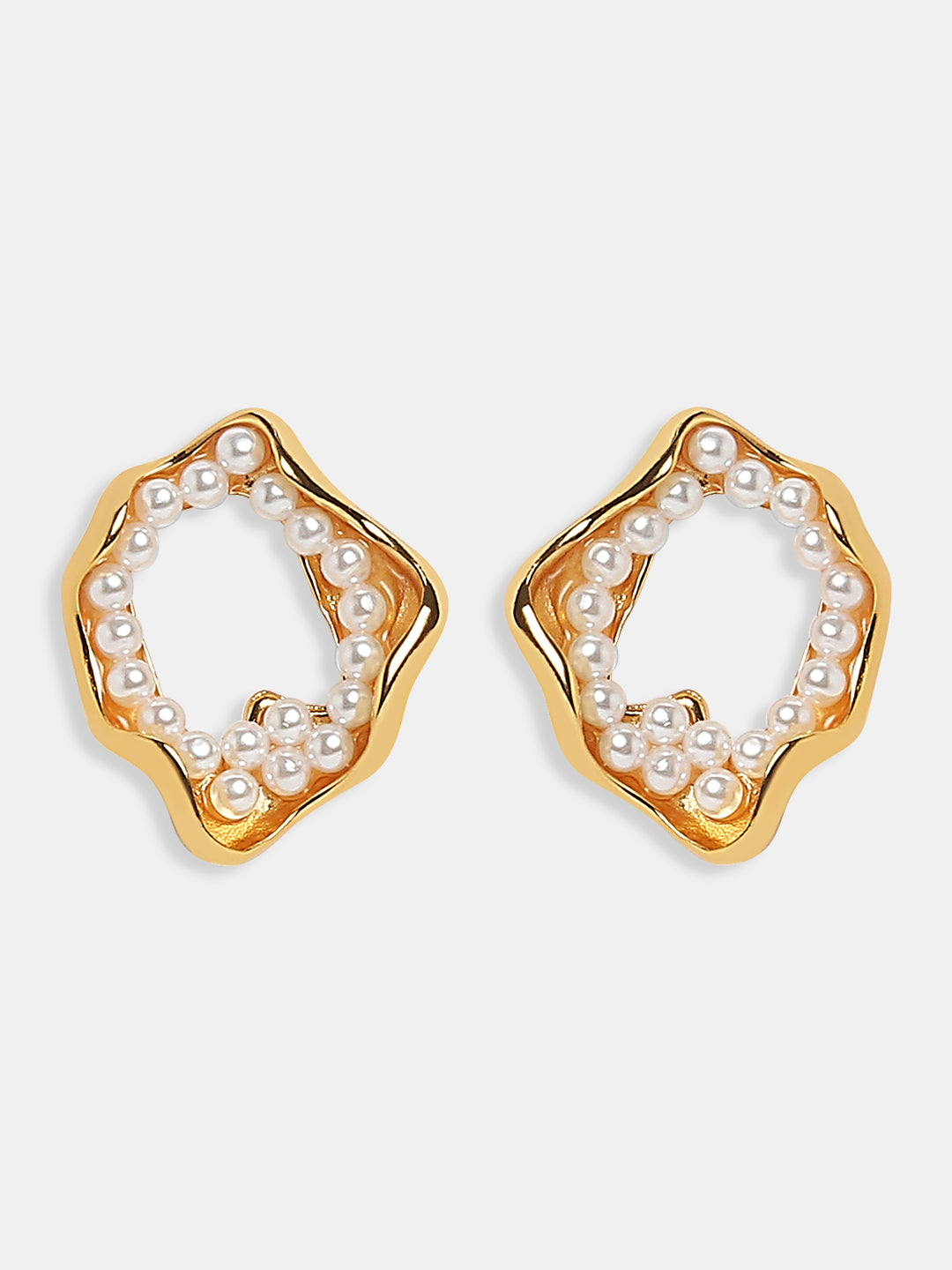 Golden Pearl Embellished Studs