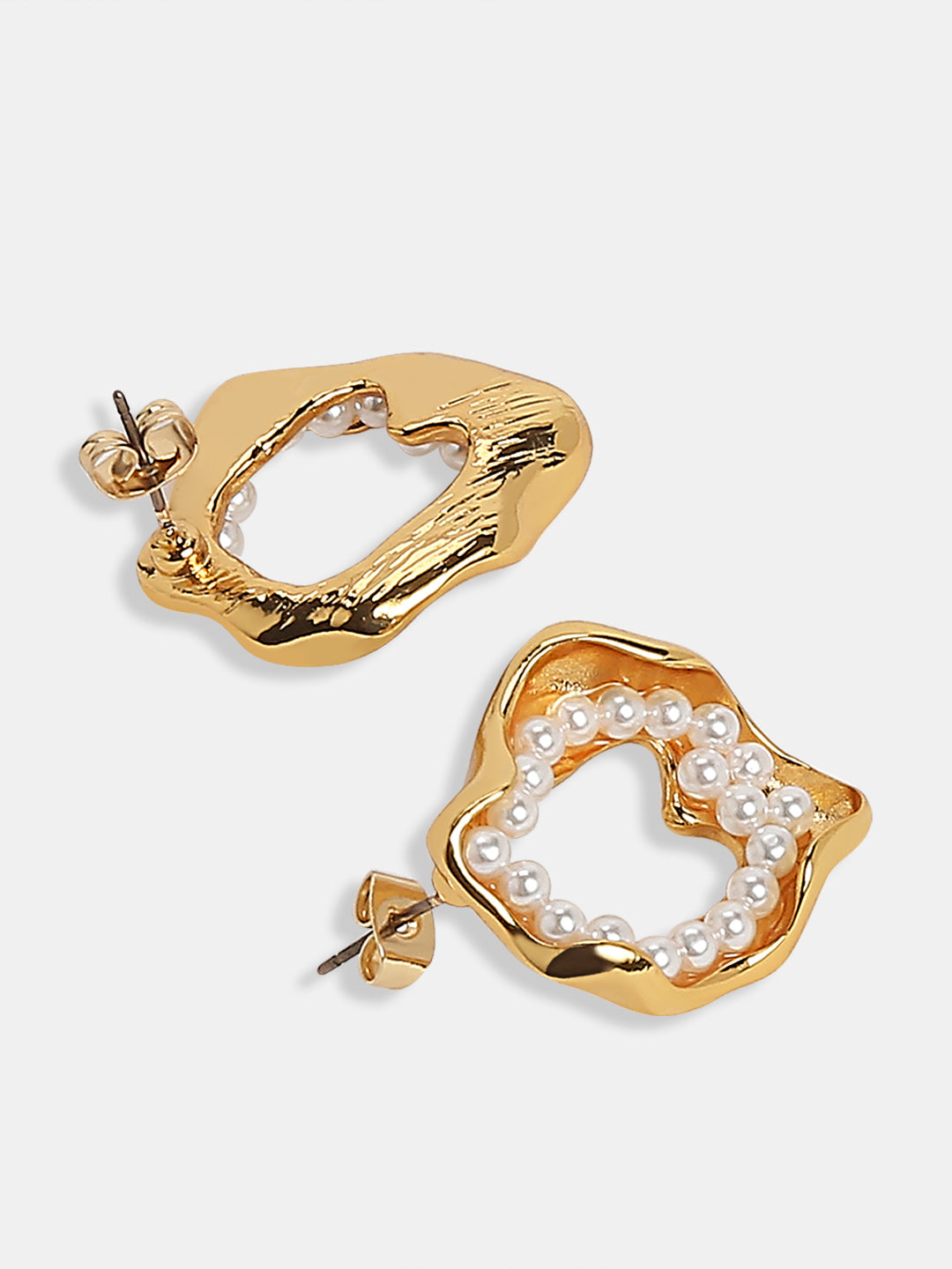 Golden Pearl Embellished Studs