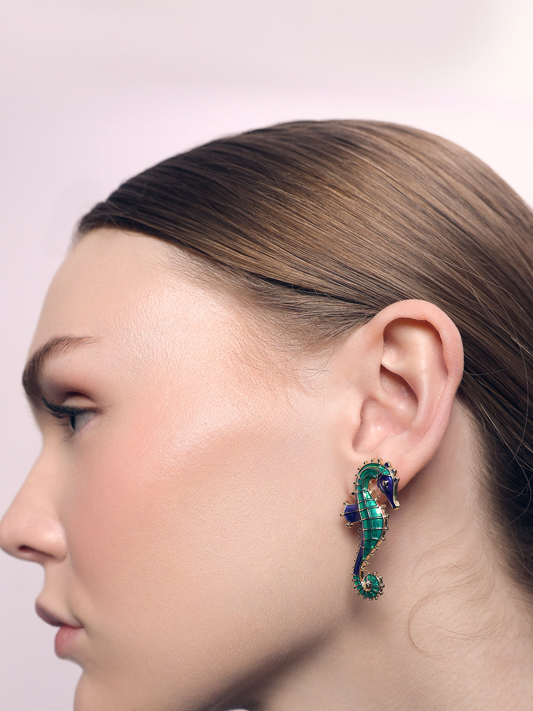 VERO MODA Blue & Green Sea Horse Studs