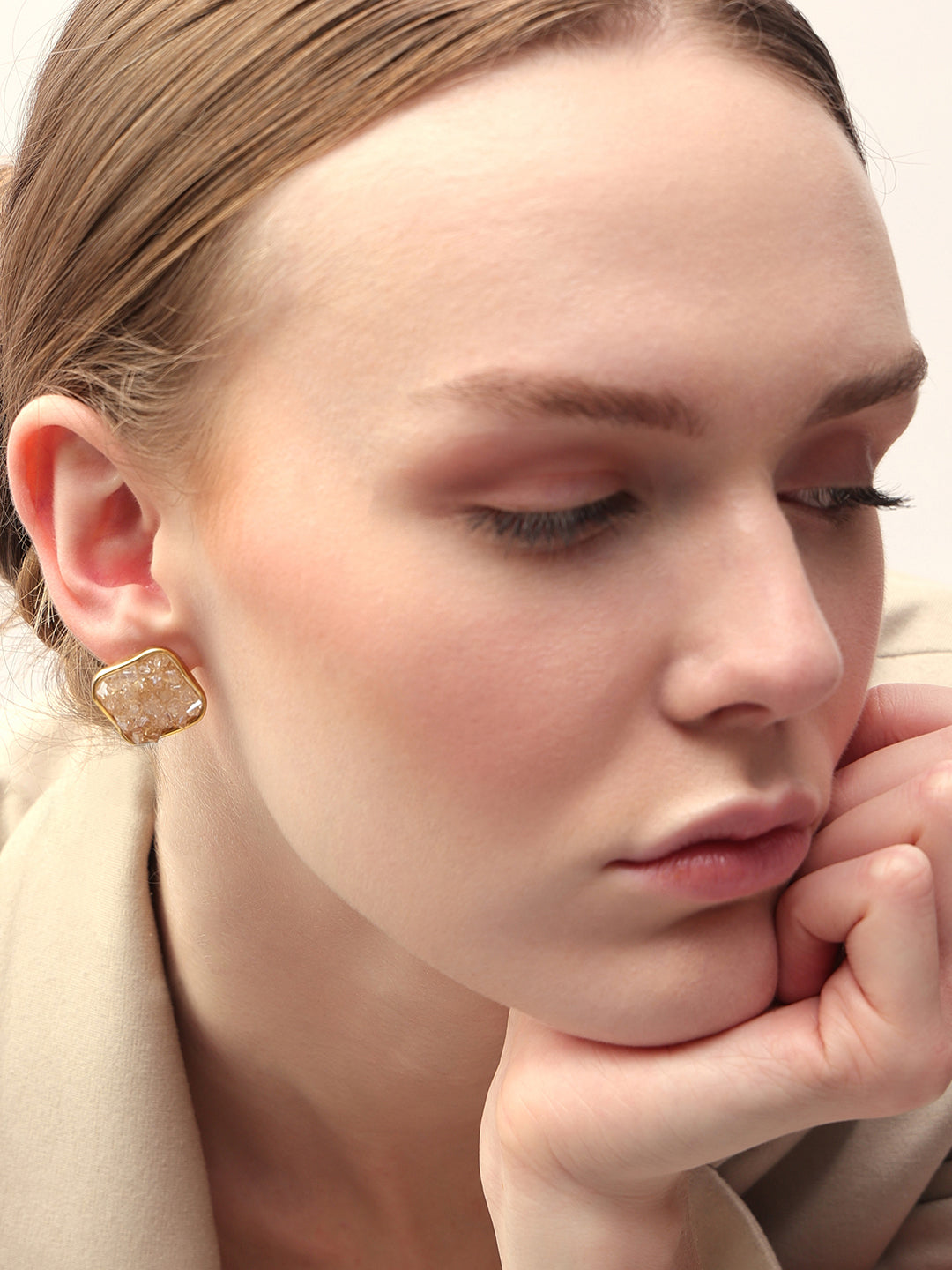 Golden Glass Crystal Detail Studs