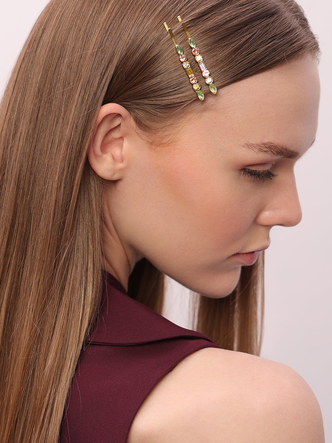 VERO MODA Golden Embellished Hair Pins - Free Size