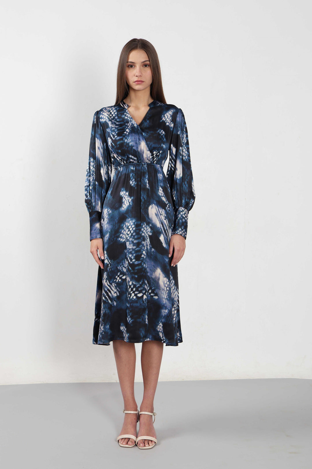 Vero Moda Navy Blue Printed Midi Dress