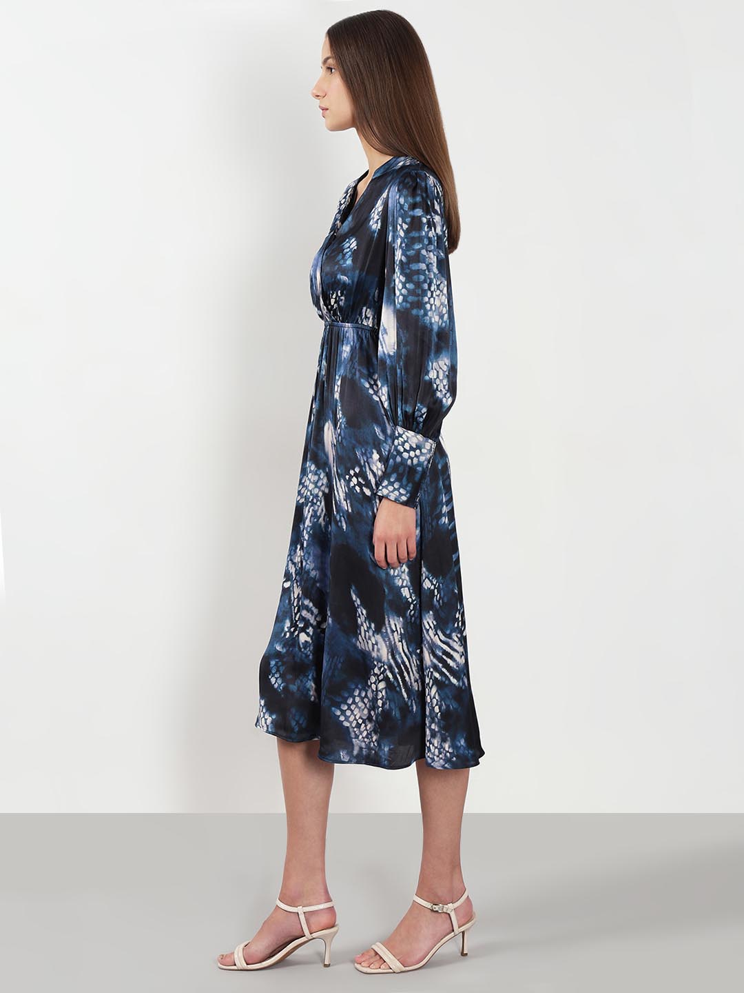 Vero Moda Navy Blue Printed Midi Dress