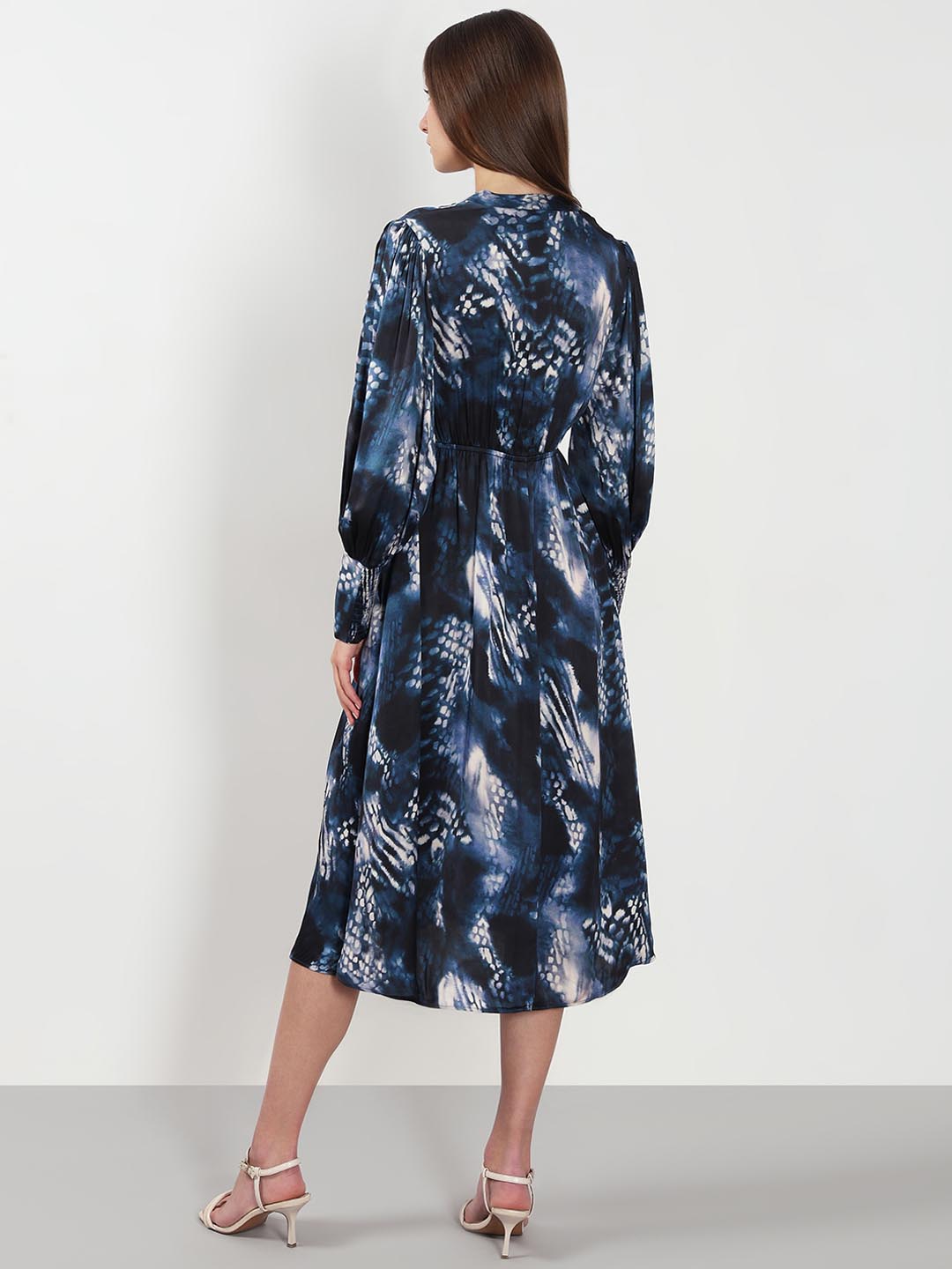 VERO MODA Navy Blue Printed Midi Dress