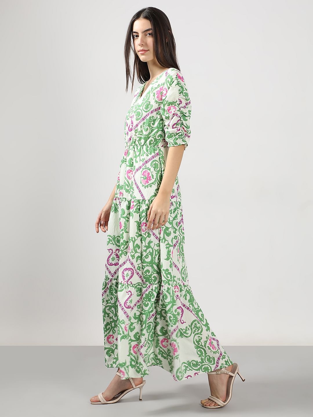Green Printed Maxi Dress
