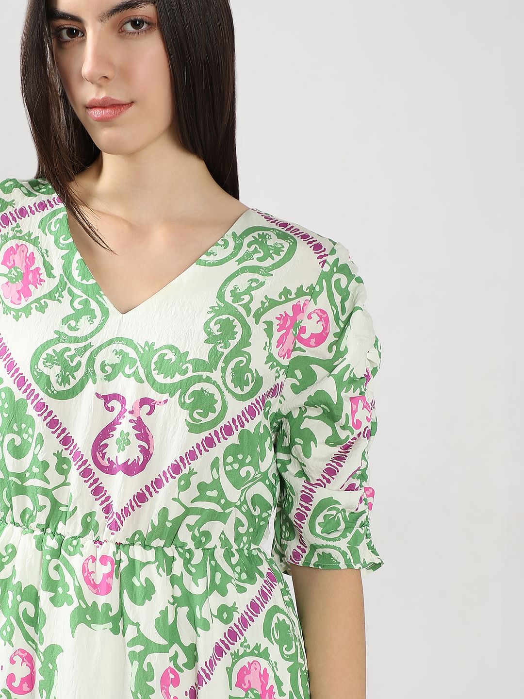 Green Printed Maxi Dress