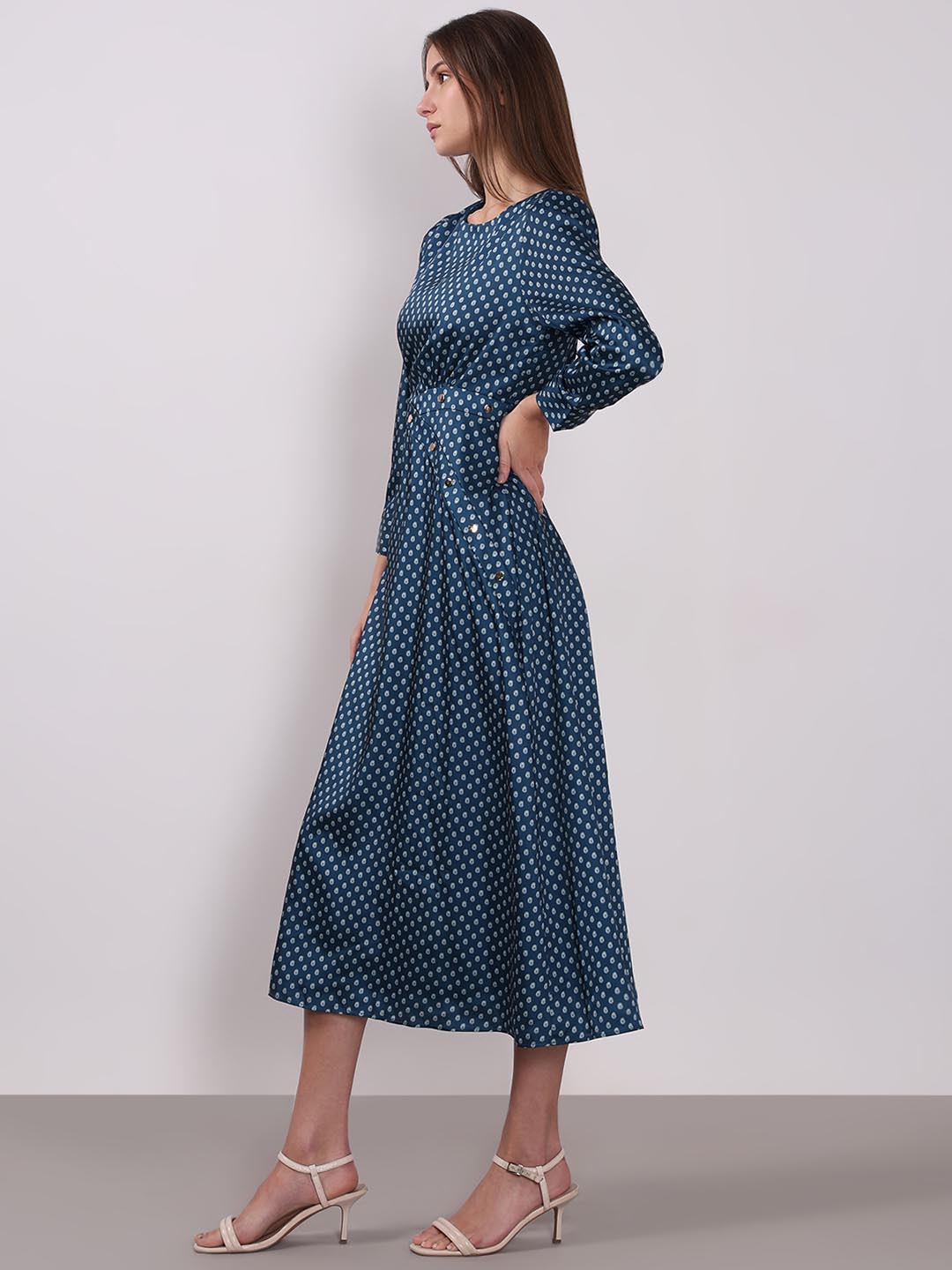 Vero Moda Blue Printed Midaxi Dress