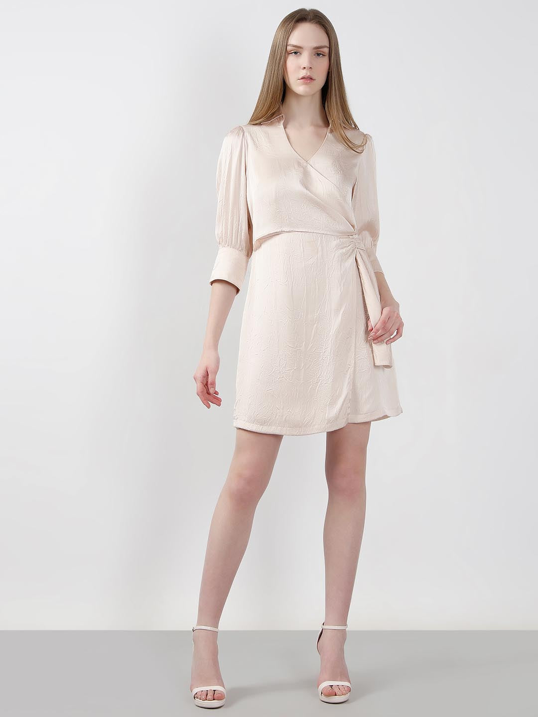 Vero Moda off-White Wrap Satin Dress