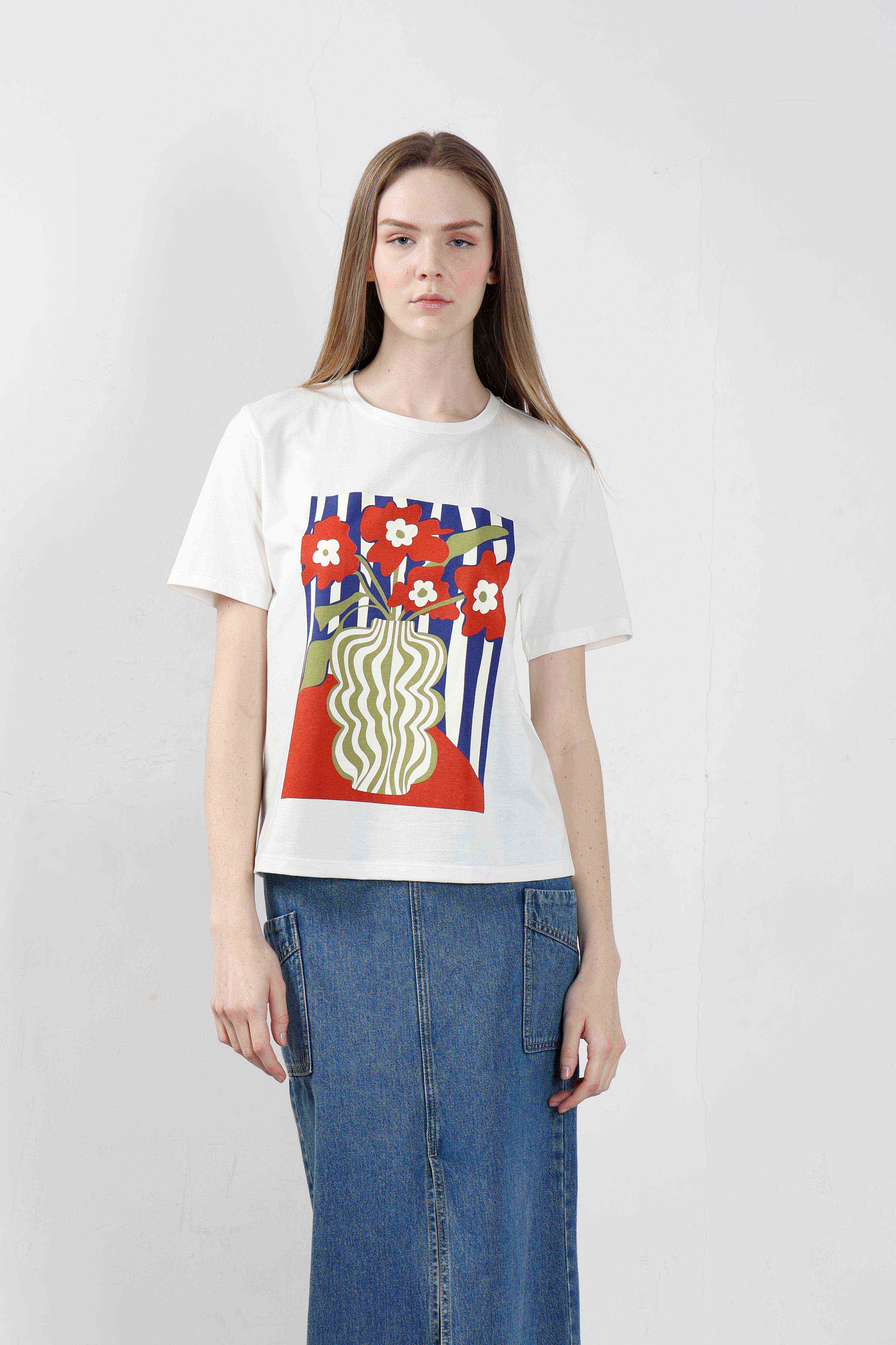 Vero Moda White Printed T-Shirt