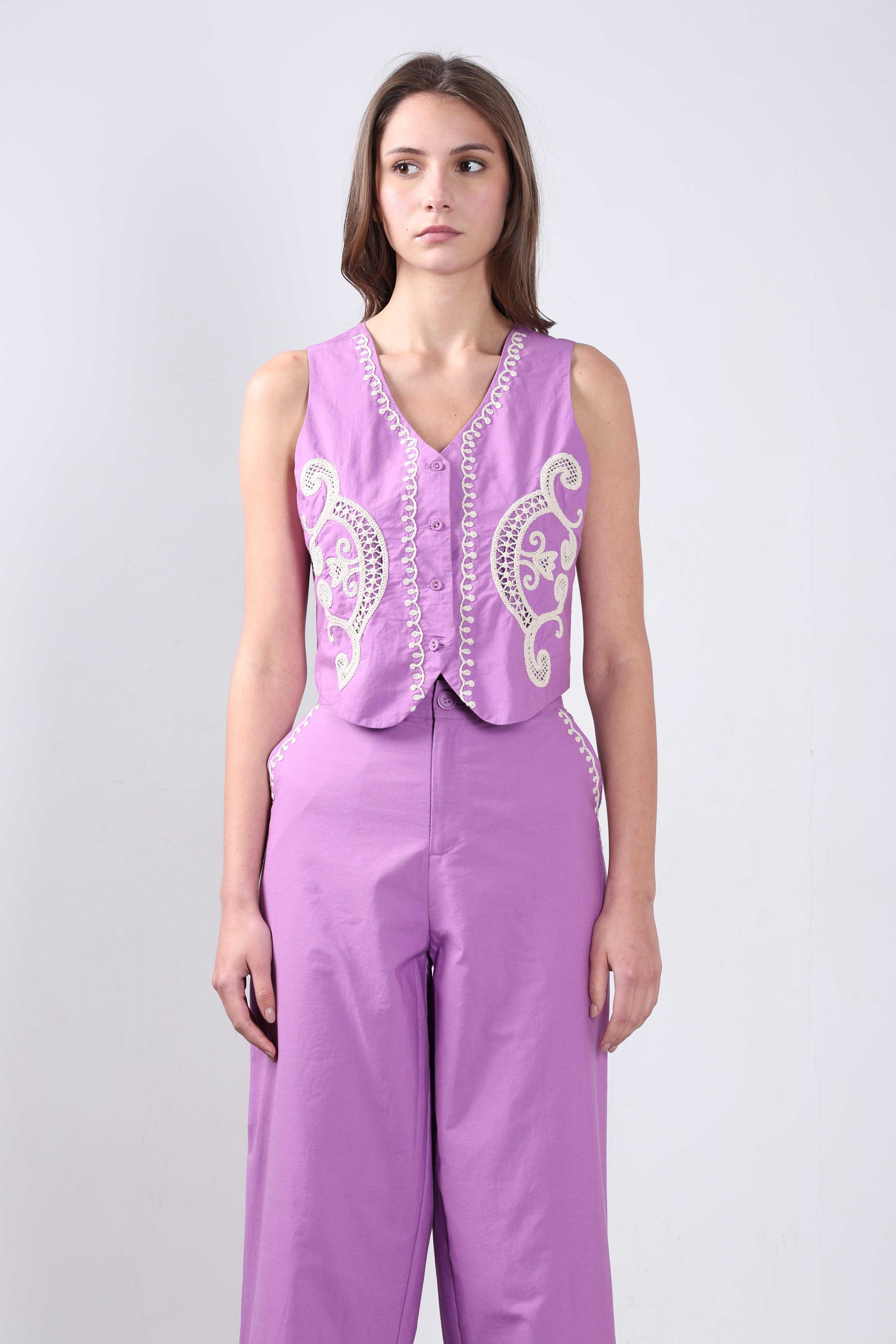 Vero Moda Lavender Embroidered Waistcoat