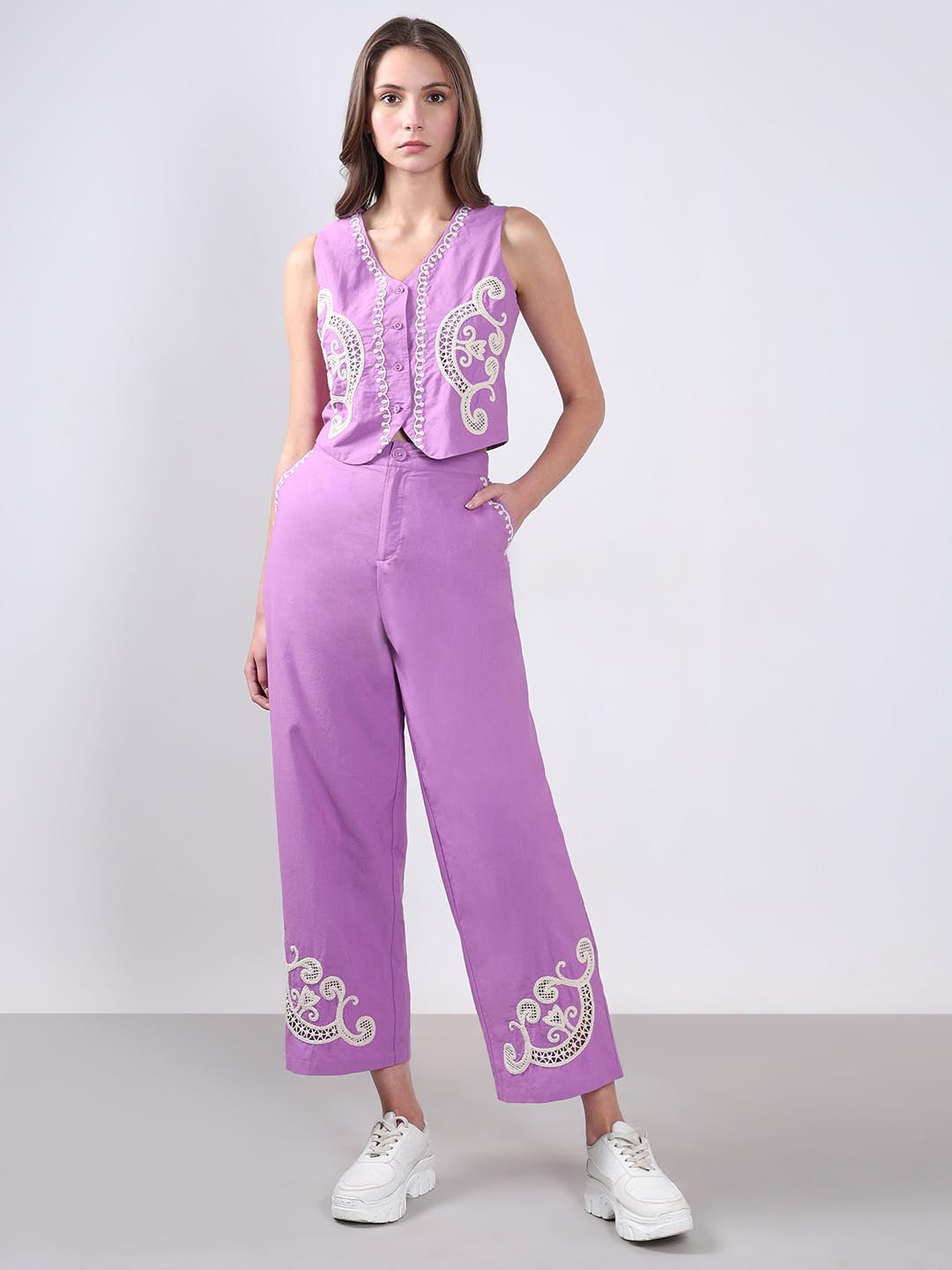 Vero Moda Lavender Embroidered Waistcoat