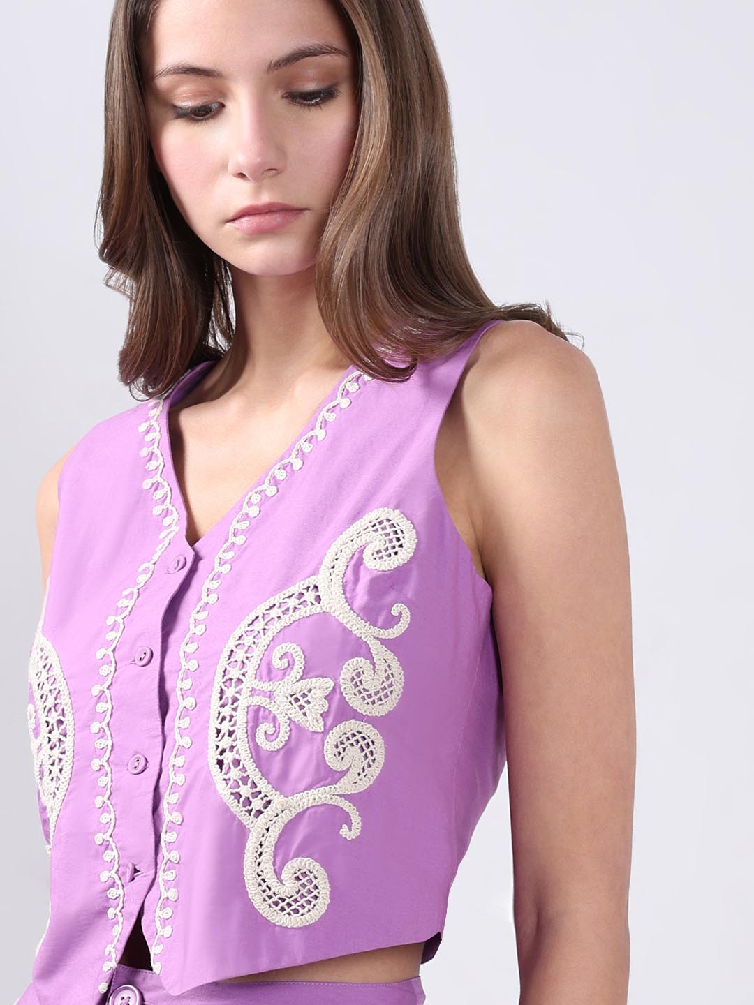 Vero Moda Lavender Embroidered Waistcoat