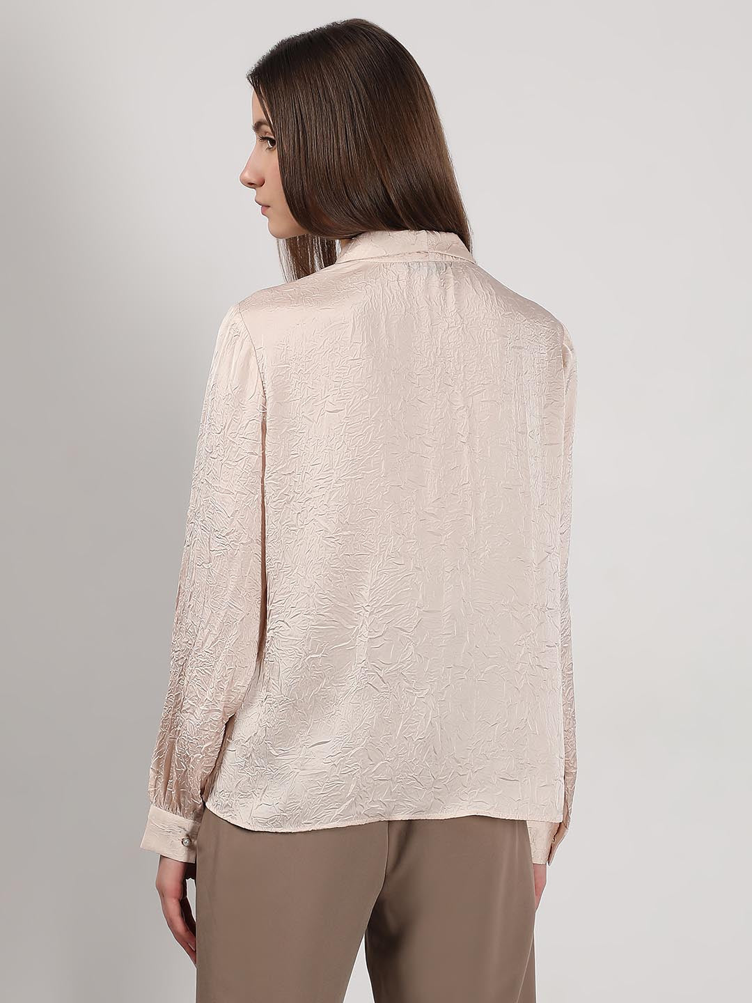 Vero Moda Beige Double Breasted Satin Top
