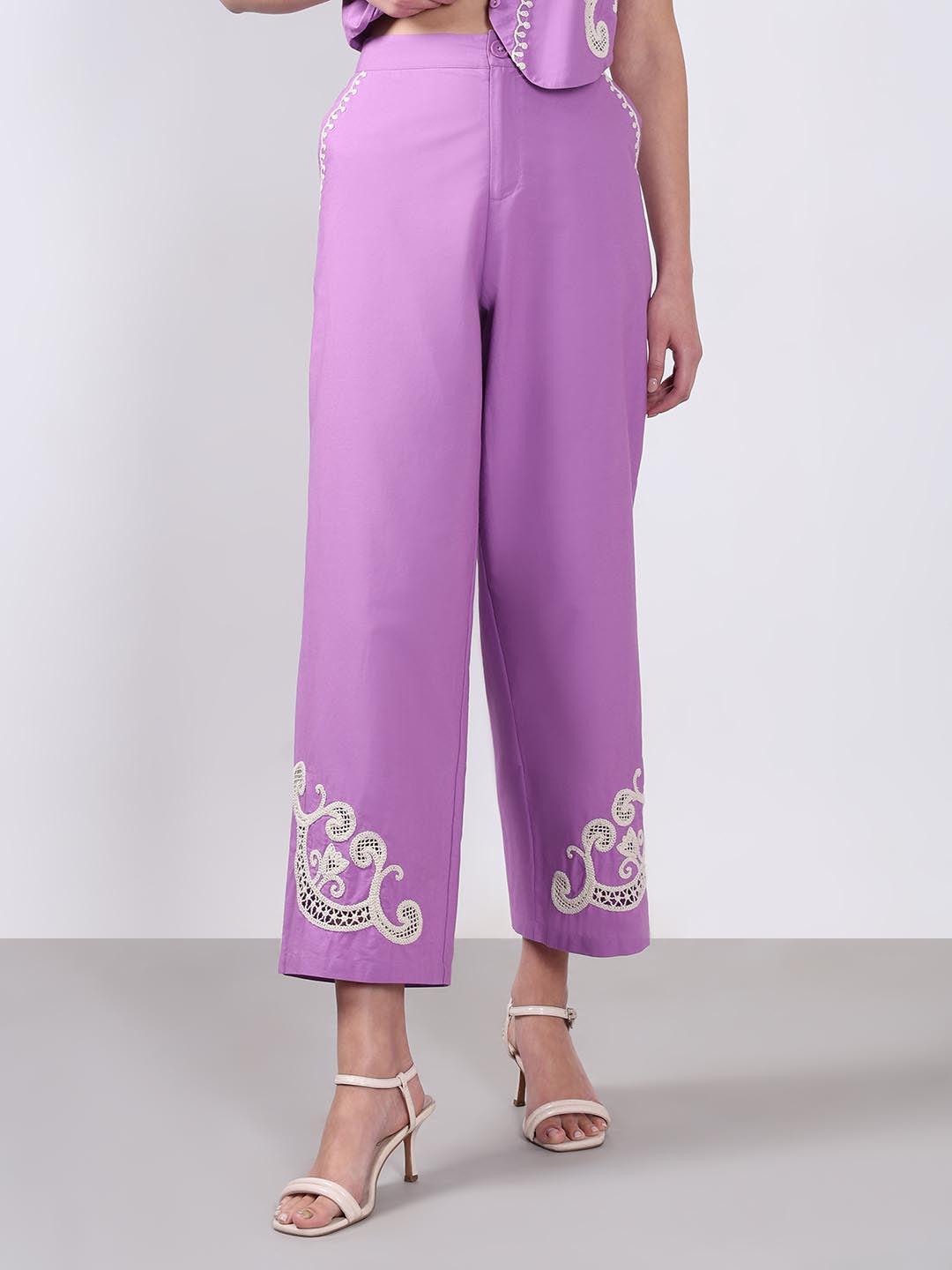 Vero Moda Lavender Embroidered Pants